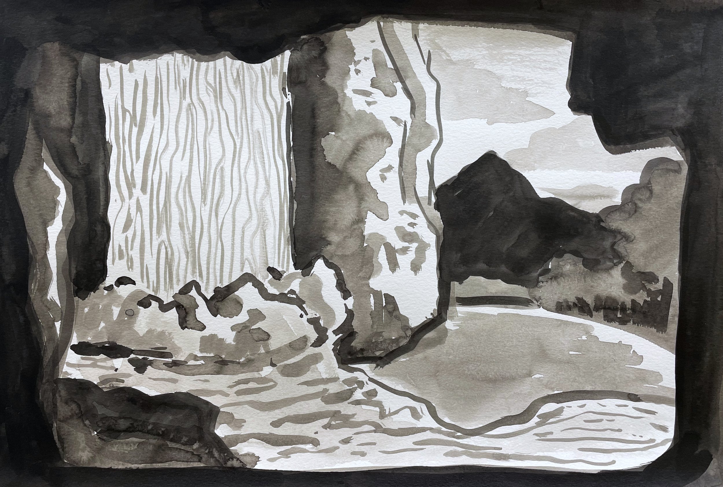 "a meeting of minds" 
ink on paper
12in x18in 
2023