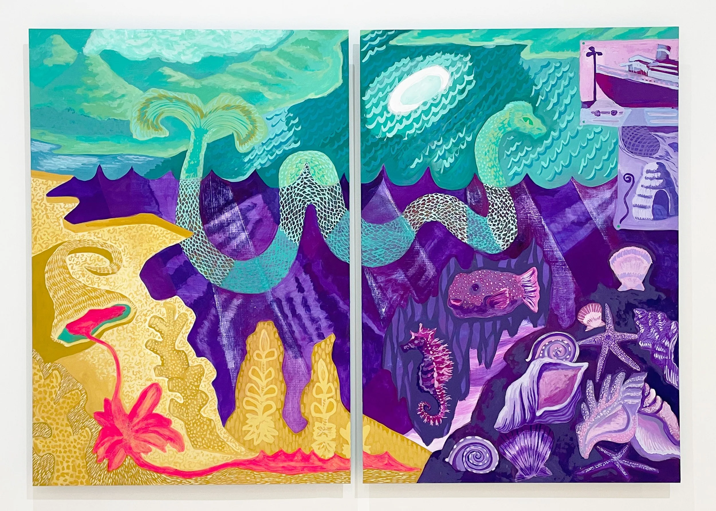 "the sea which no one tends"
flashe on ACM
54in x 39in 
2024