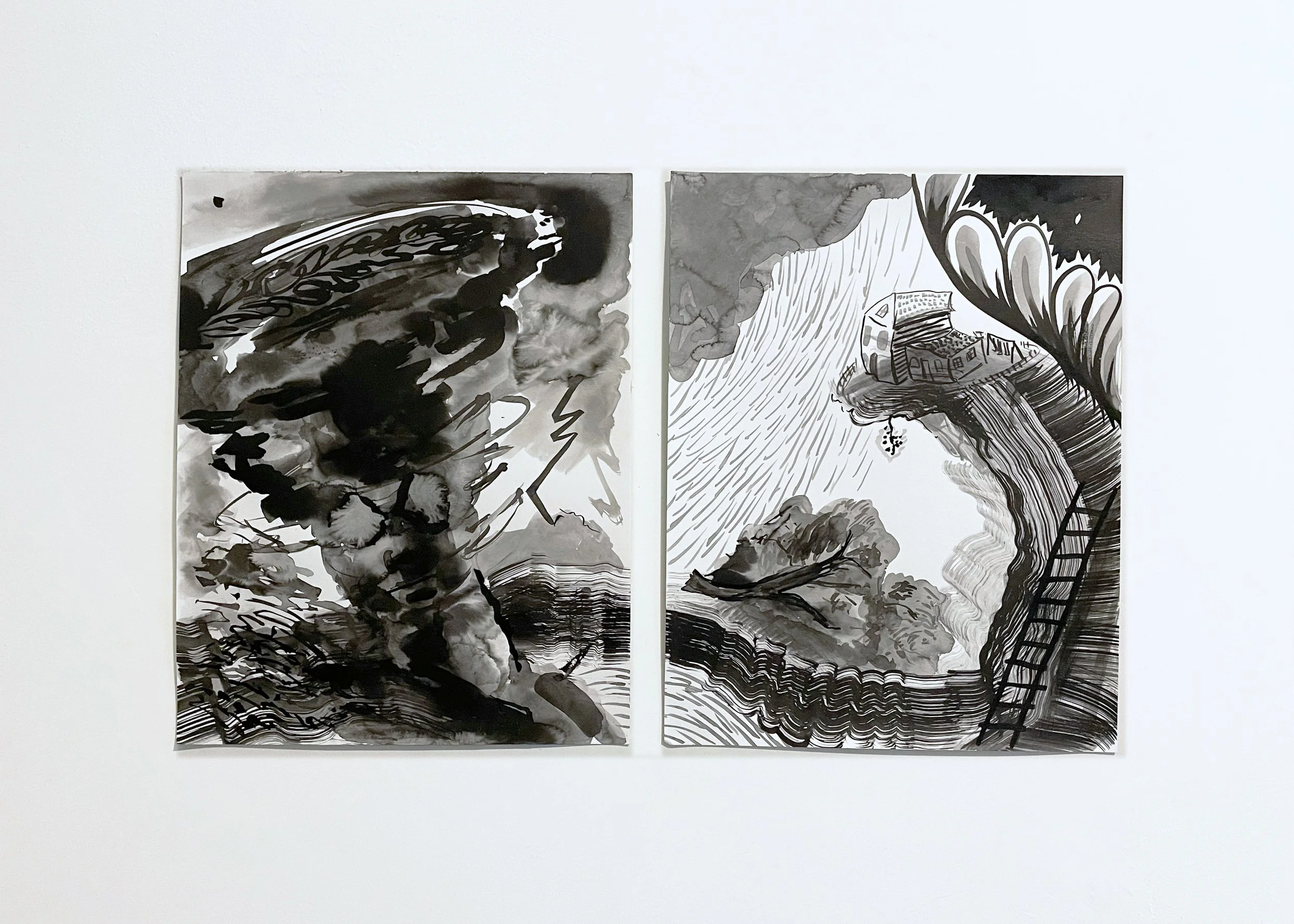 "Breakenridge disaster"
ink on paper
14in x 22in 
2024