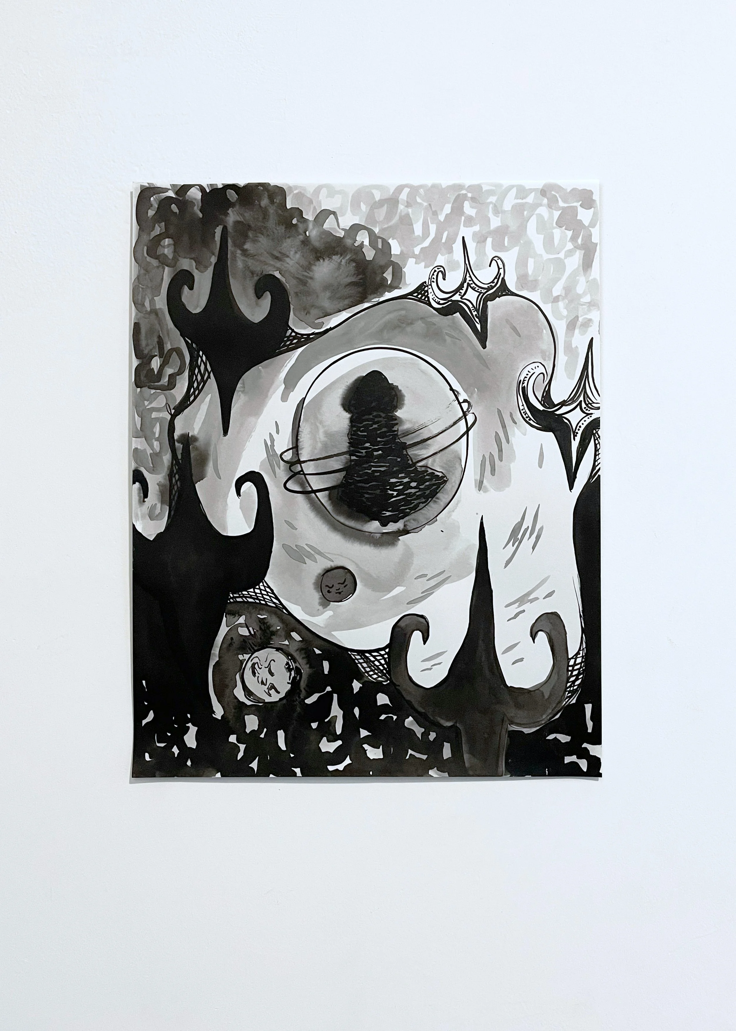 "decent of mother" 
ink on paper 
11in x 14in 
2024