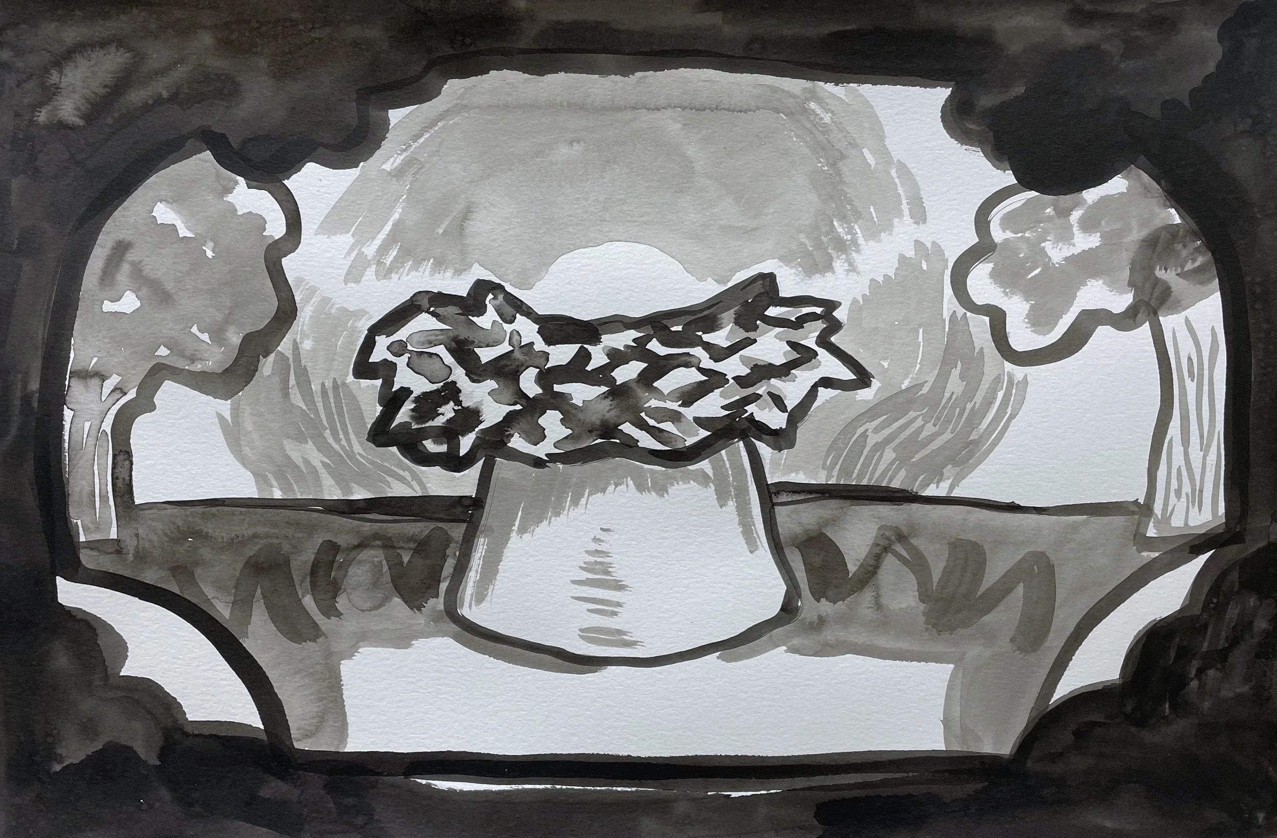 "a heightened becoming"
ink on paper
12in x18in 
2023