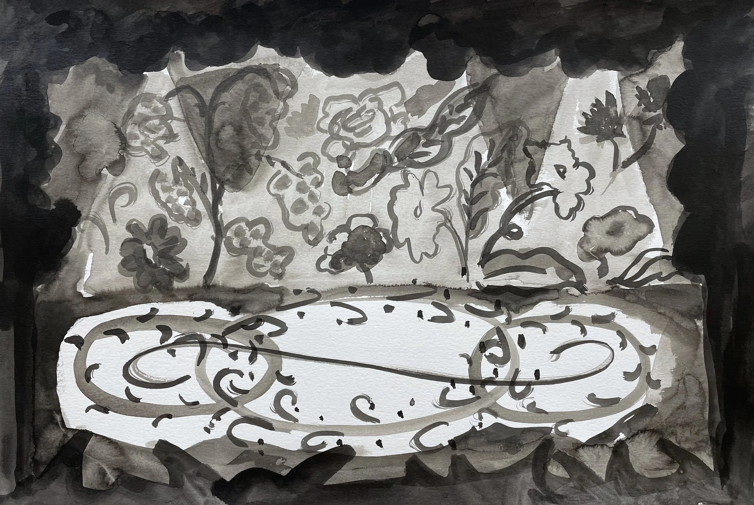 "garden chassè"
ink on paper
12in x18in 
2023