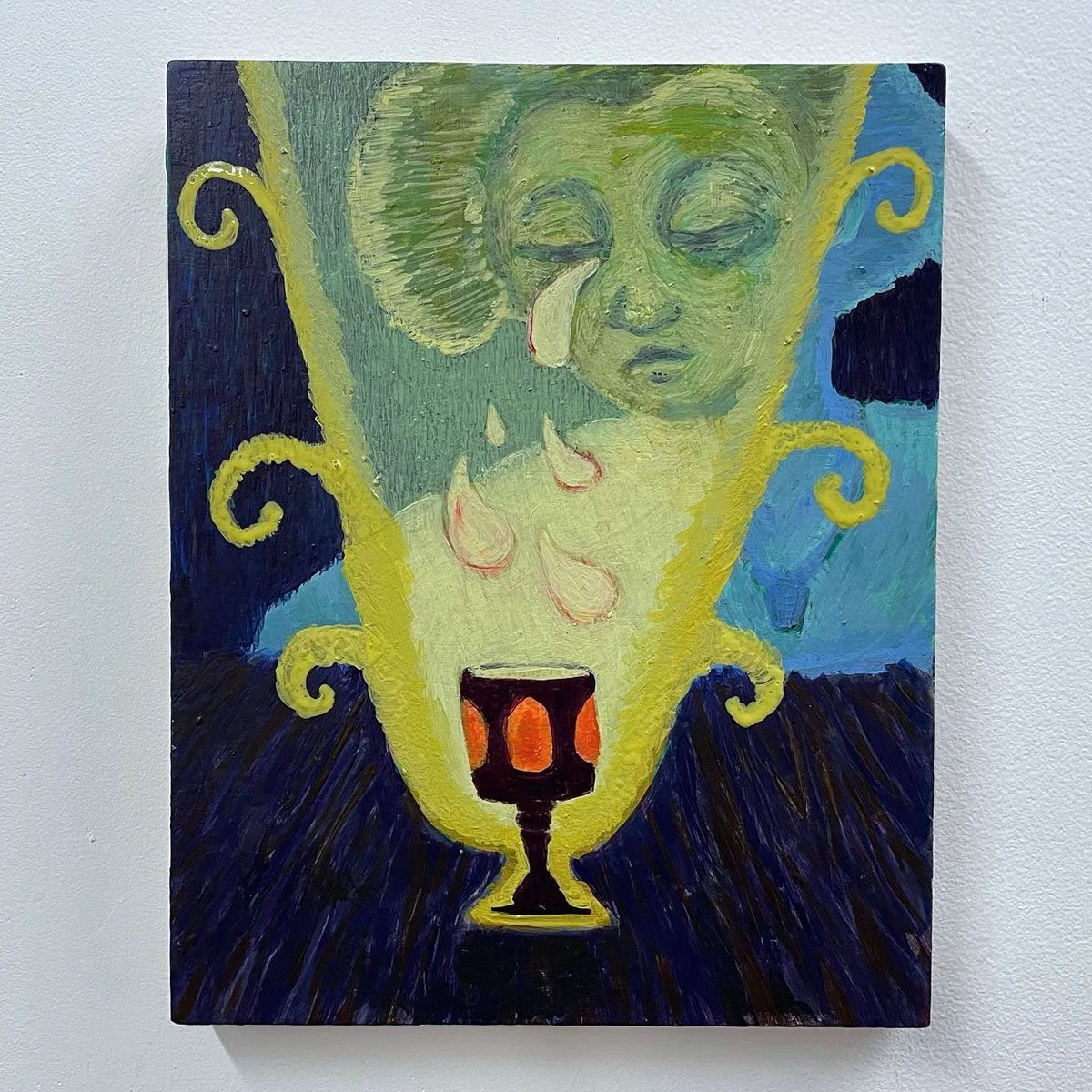 "Necessary Sacrifices"
egg tempera on panel
8in x 10in 
2023
