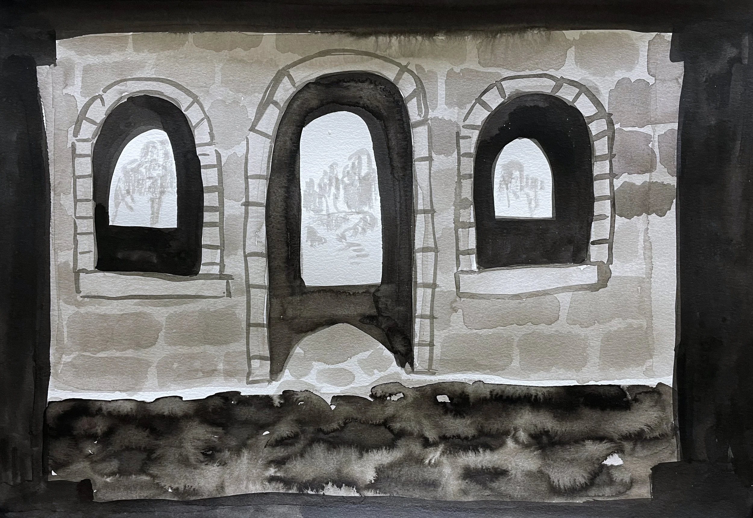 "set in stone" 
ink on paper
12in x18in 
2023