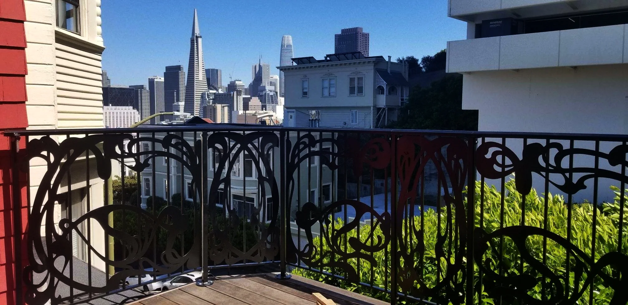   Art Nouveau Deck Railing   A collaboration between our client and one of his favorite artists, these railings add style and safety to this San Francisco roof deck. The CNC-cut filigree was inspired by  La Victrola,  one of the client’s favorite art