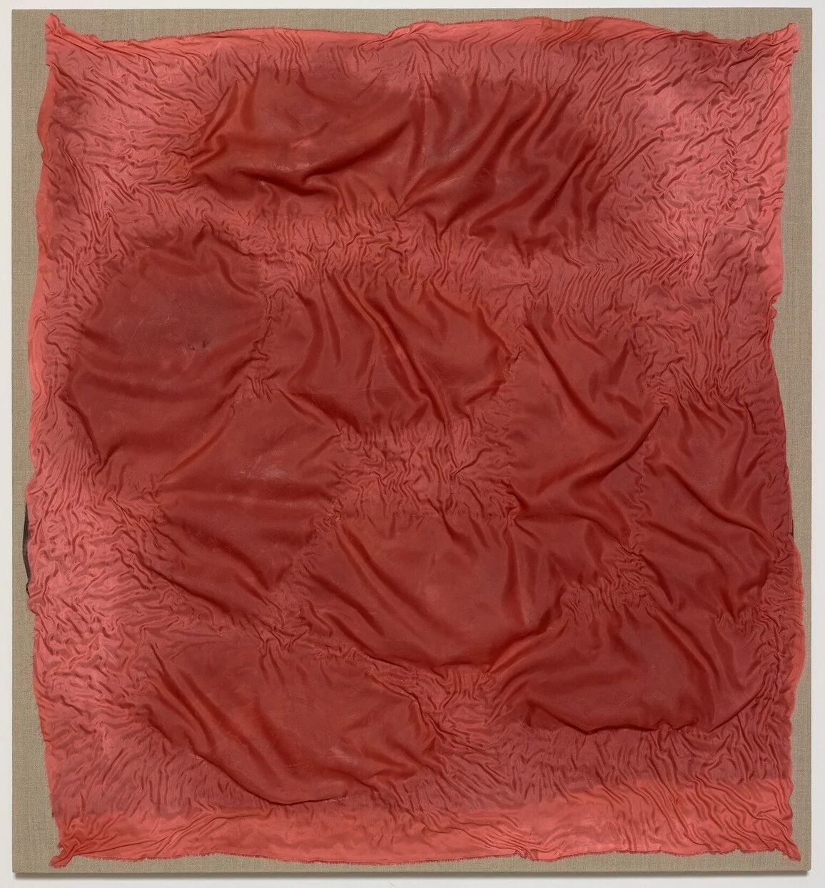 august,  2015.  
Monthlies body of work.  
Dims vary by piece but approx 38" X 40". 
Cocoa butter belly pressings on silk, quilting thread and linen