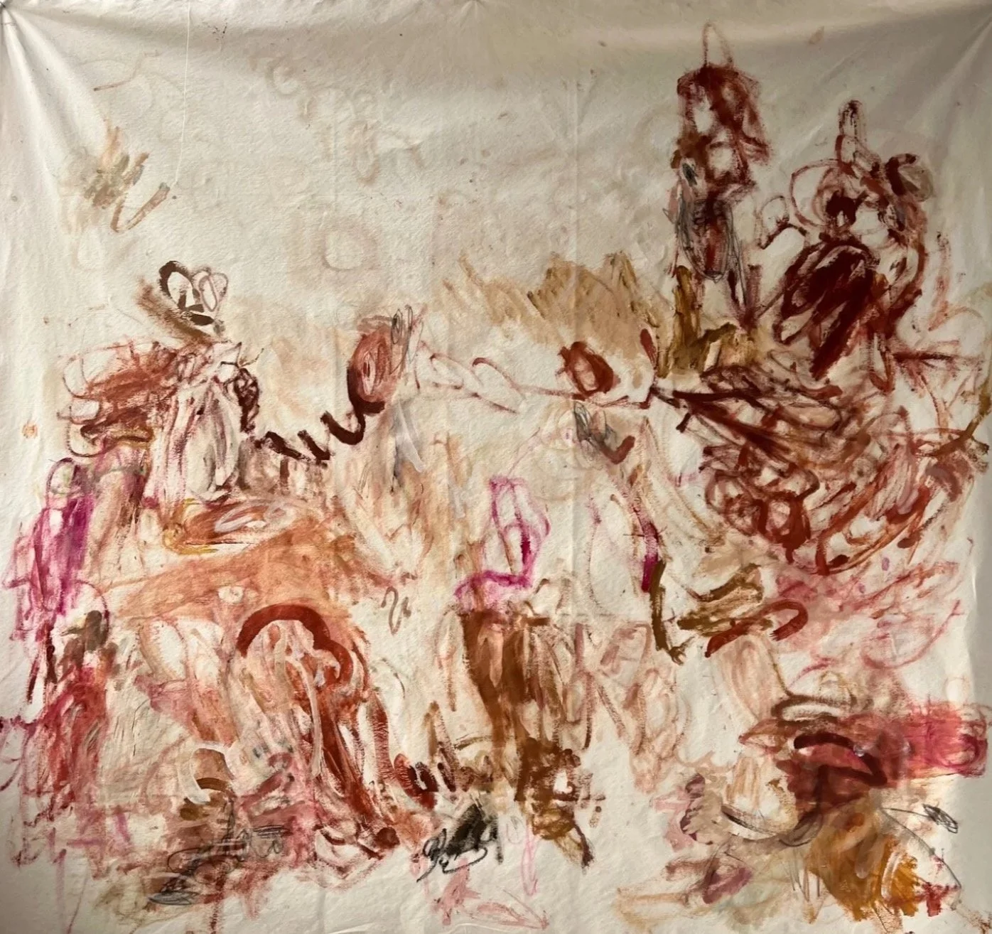 Chicken Scratches 2, 91 x 83 inches, oil and flashe and pencil on canvas, 2024