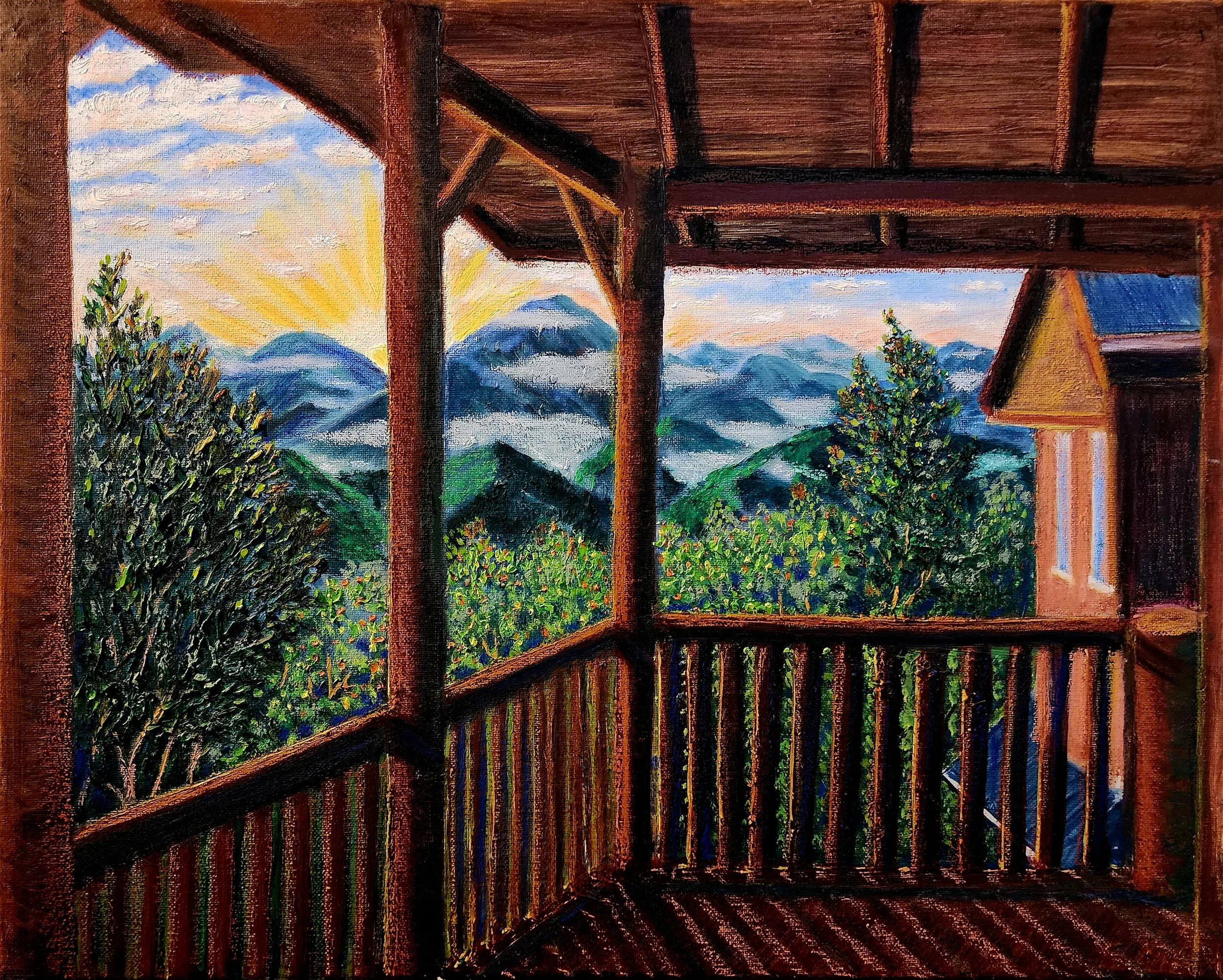 "Sunrise Over the Mountain Peaks"