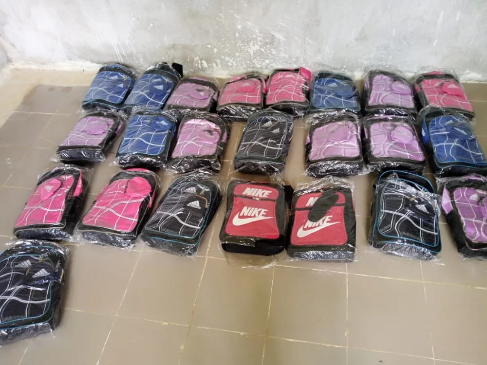 Backpacks that Growing the Grassroots gave to children in Sierra Leone