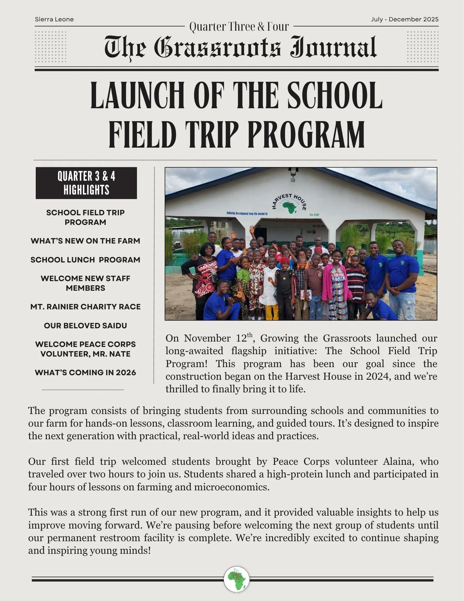 cover of newsletter 2025 Quarter 3 and 4