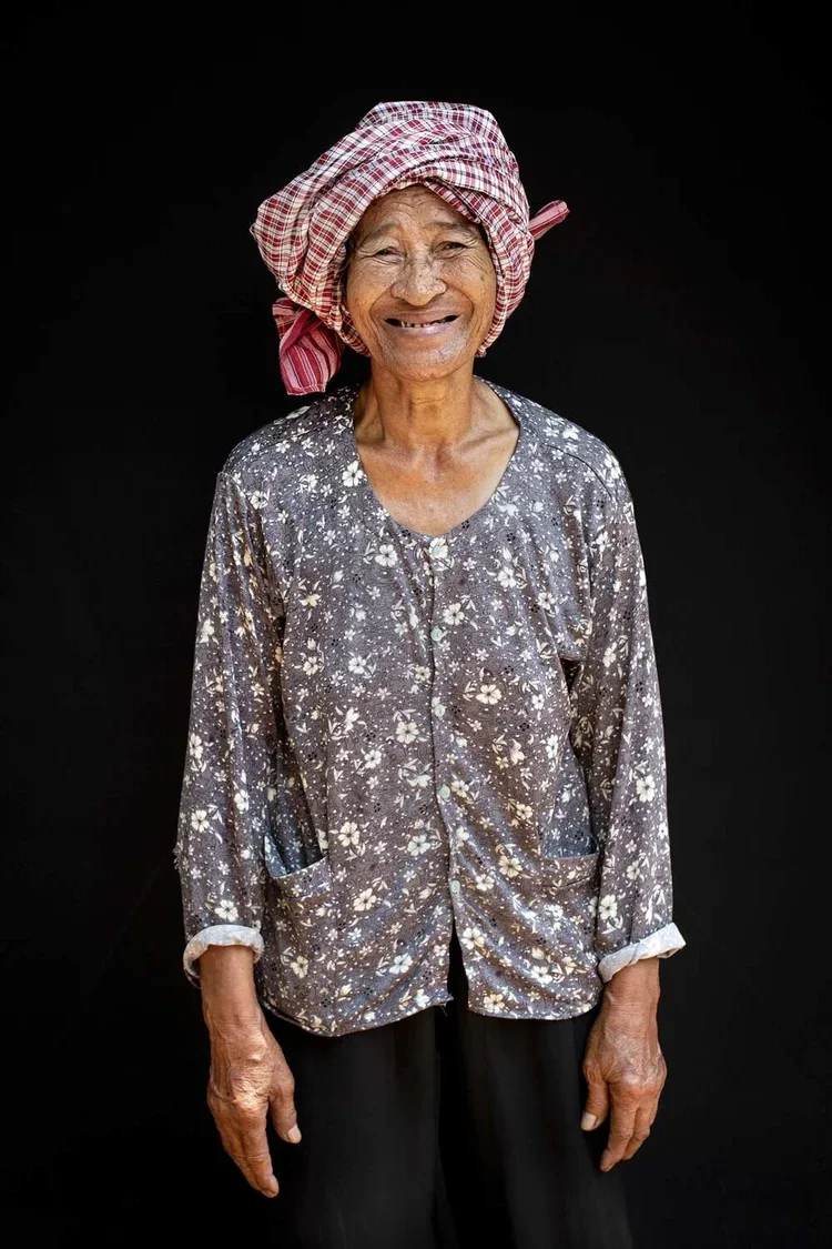Kim Kong age 76: "My husband was a policeman and was killed by Pol Pot's soldiers when the city fell. Because I was married to a policeman the Khmer Rouge said that I had 'a head that was Vietnamese and a body that was Cambodian.' This was an insult 