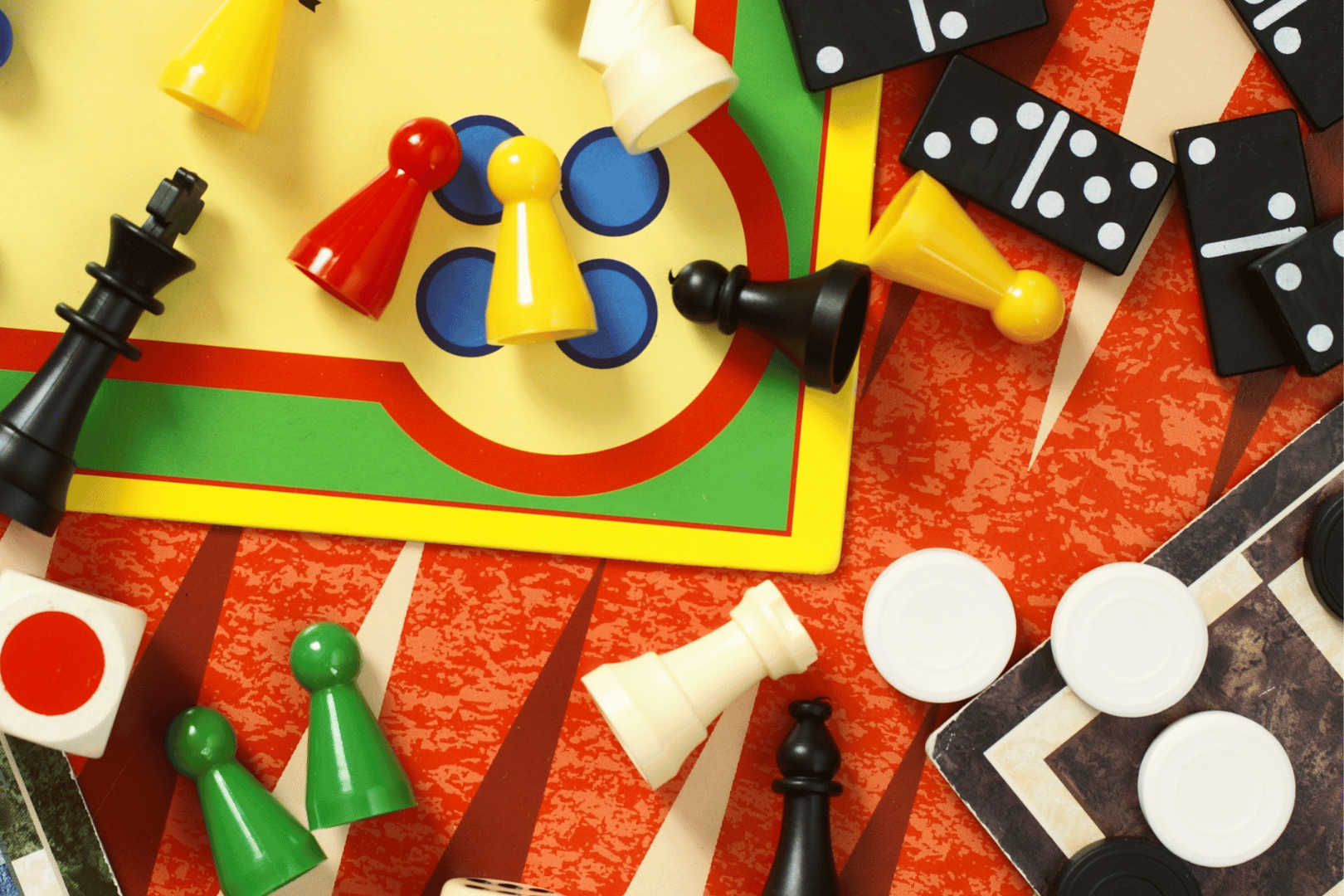 assorted board game pieces