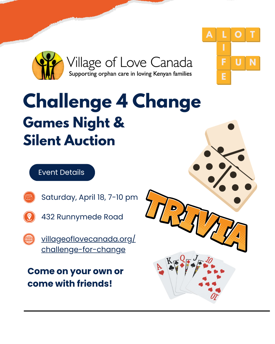 Challenge 4 Change: Games NIght & SIlent Auction poster