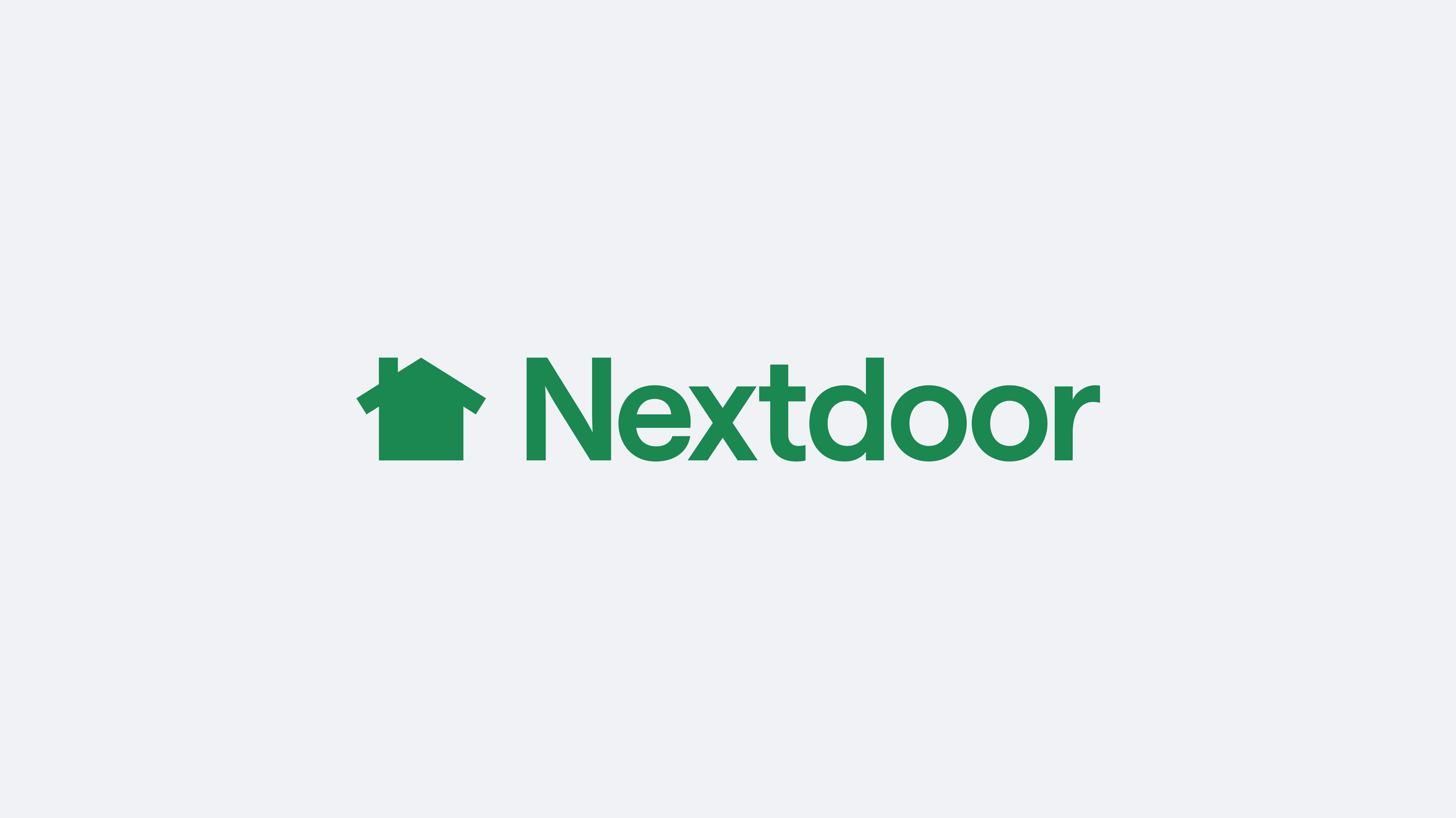 Nextdoor logo with green house icon and green text on a light gray background.