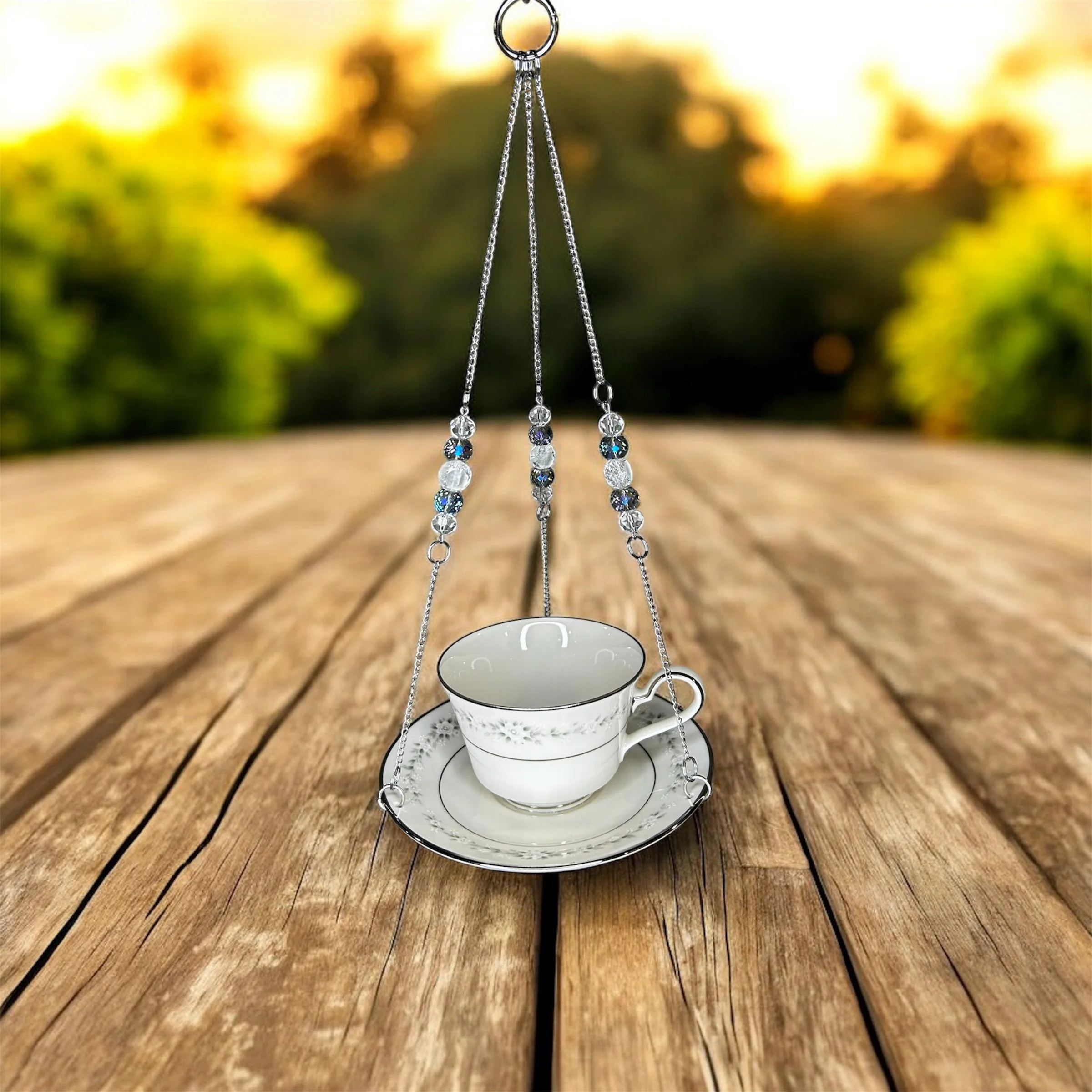 Tea Cup Bird Feeder- Noritake Heather