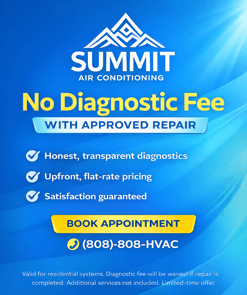 no diagnostic fee with approved repair oahu AC