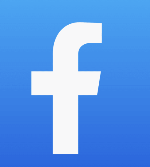 Facebook logo with a blue gradient background and a white lowercase 'f'