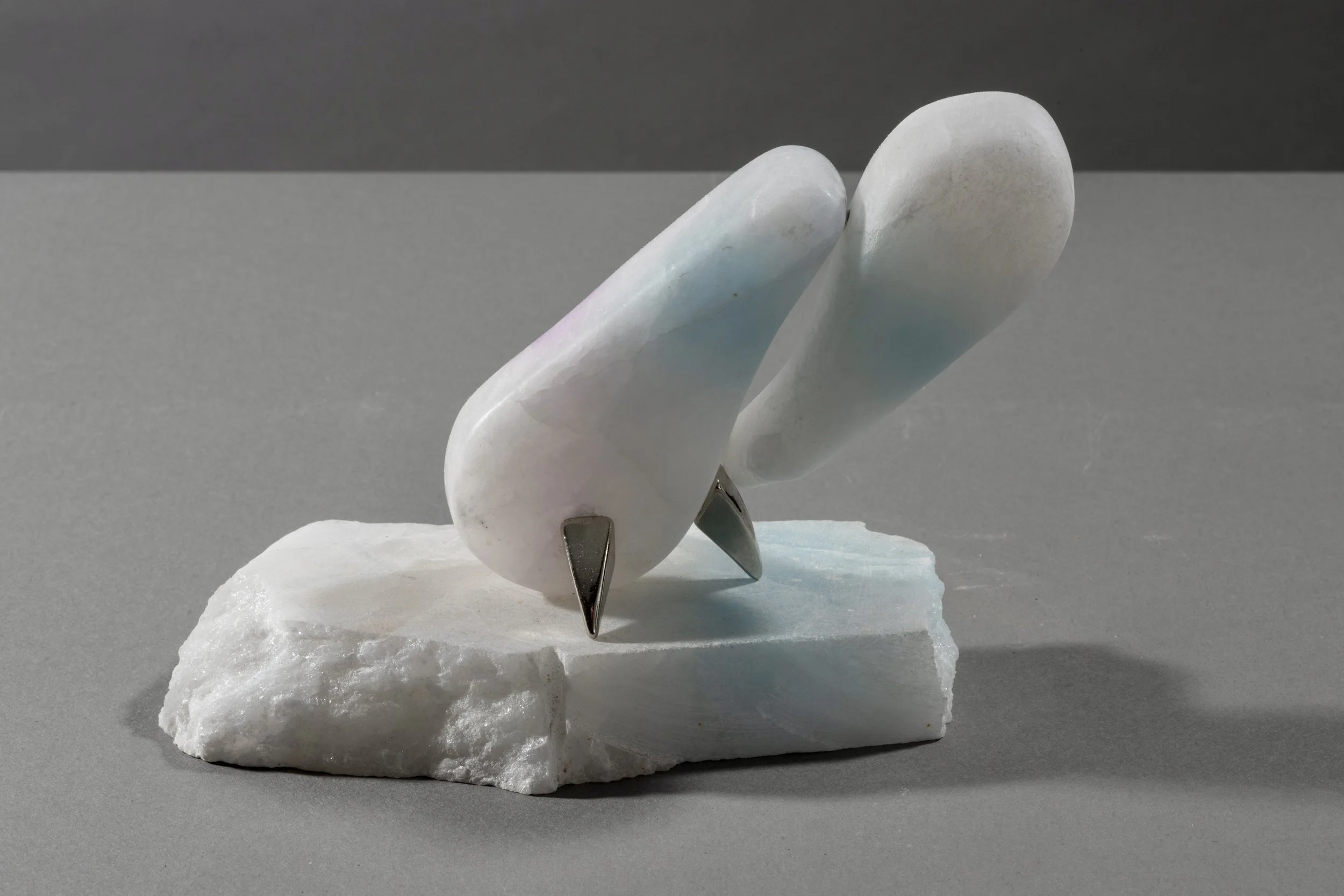 Tidbit No.1 (detail), 2023, Alabaster, Ink, Metal Spikes, 4 ½ x 5 ½ x 2 ¼ in (Photography: Richard R Vallon, Jr)