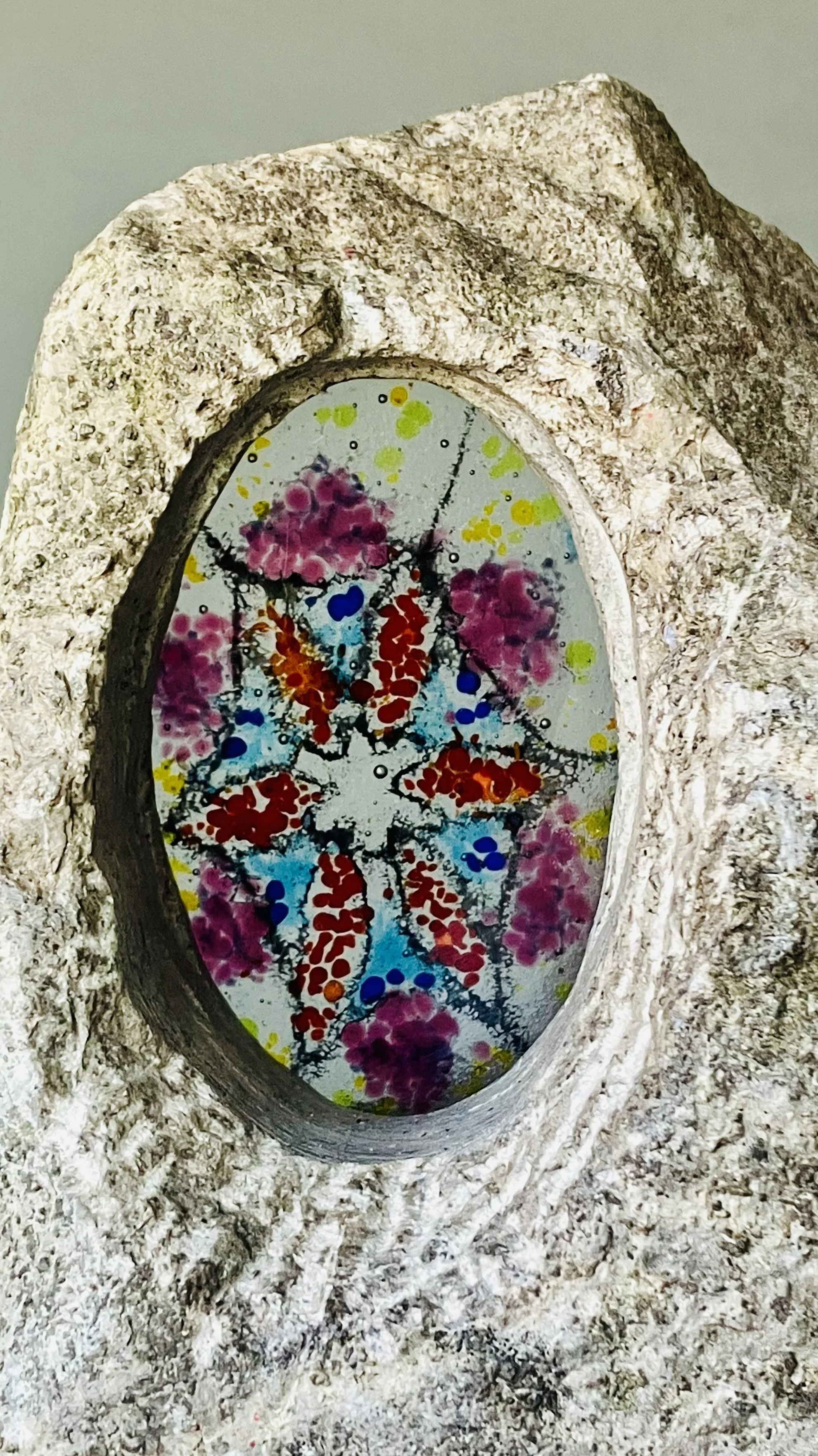 Portal (detail), 2024, Limestone, fused glass