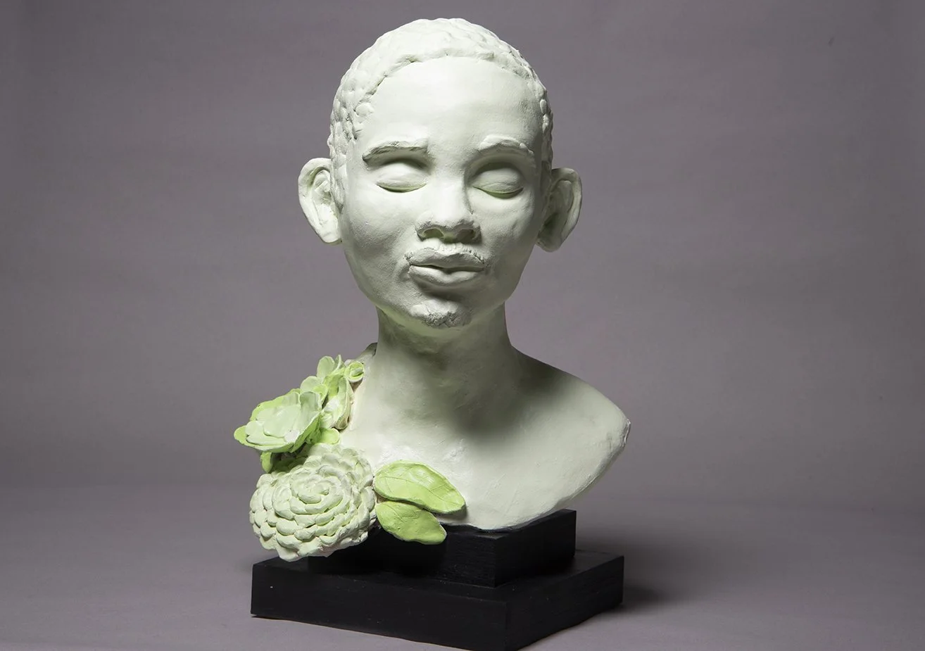 Reverie, 2021, earthenware, latex paint, 14 x 14 x 10 in