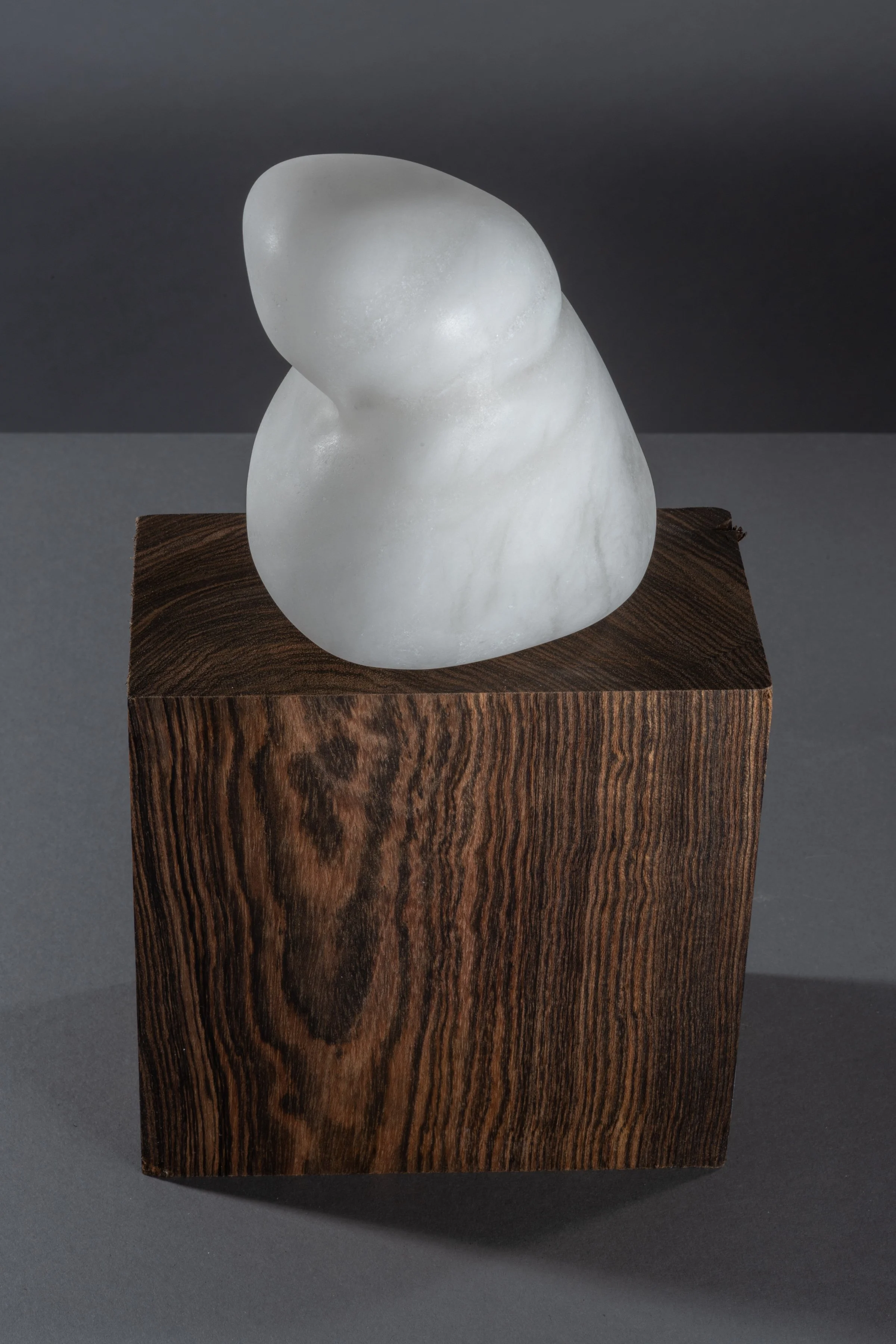 Tidbit No. 6, 2023, Alabaster, Bocote Wood, 10 ½ x 5 ¾ x 3 in (Photography: Richard R Vallon Jr)