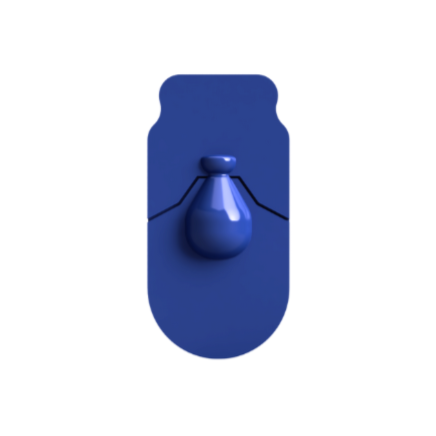 Blue single-dose unit eyedrop known as MuVeye, a blow-fill-seal micro-volume delivery packaging by Mu Medical.