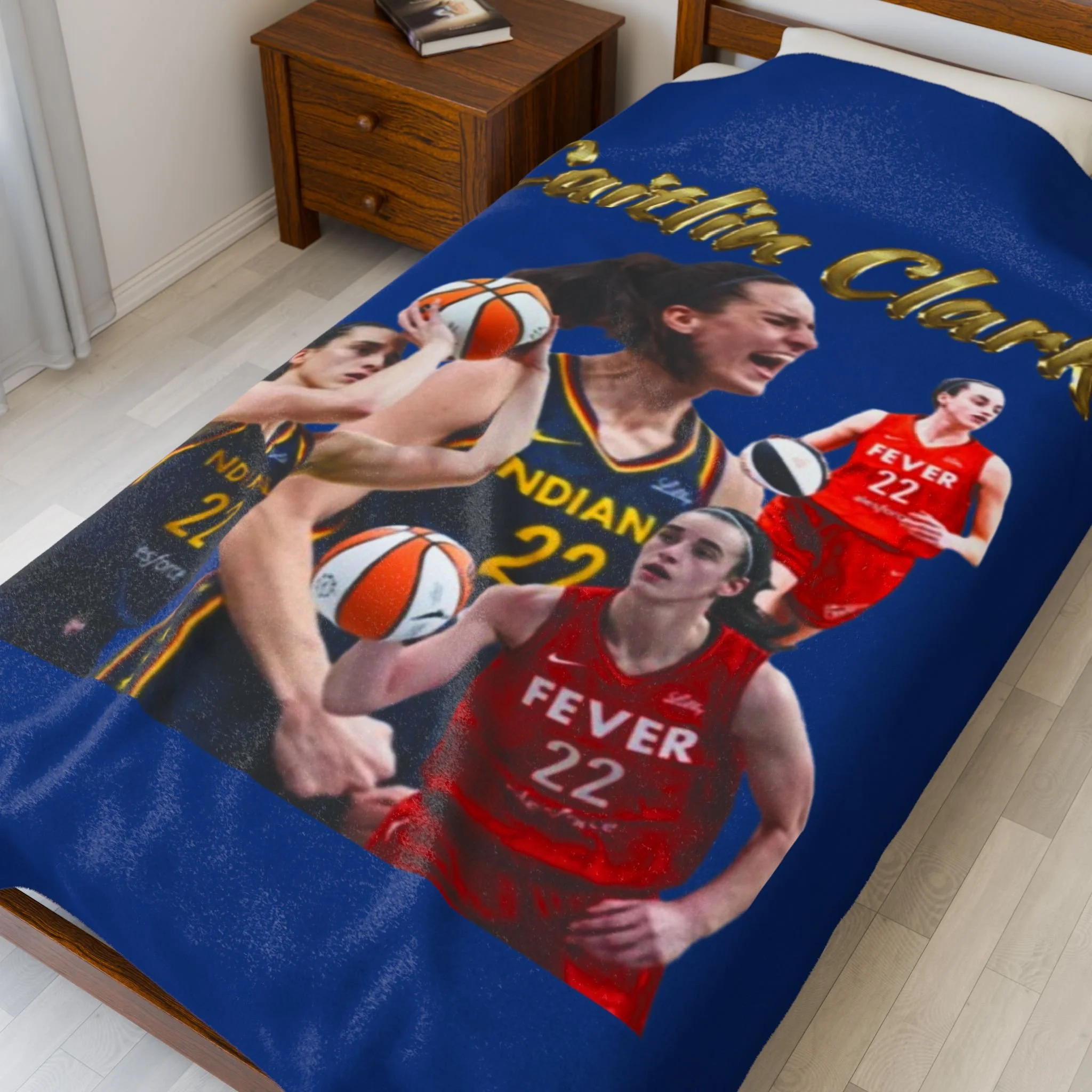 Caitlin Clark Velveteen Plush Blanket Blue