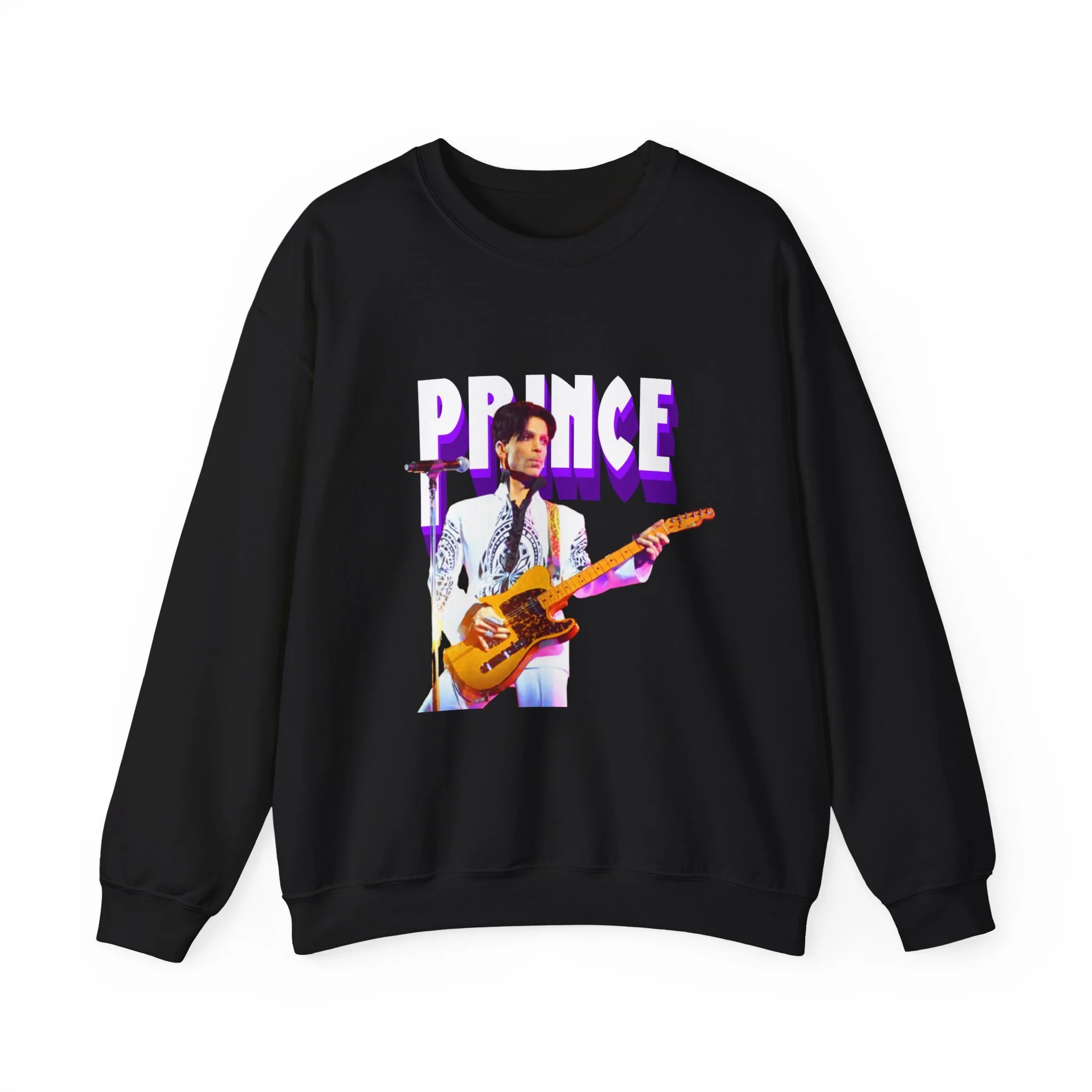 Unisex Retro Guitarist Crewneck Sweatshirt | Music Band Graphic Prince
