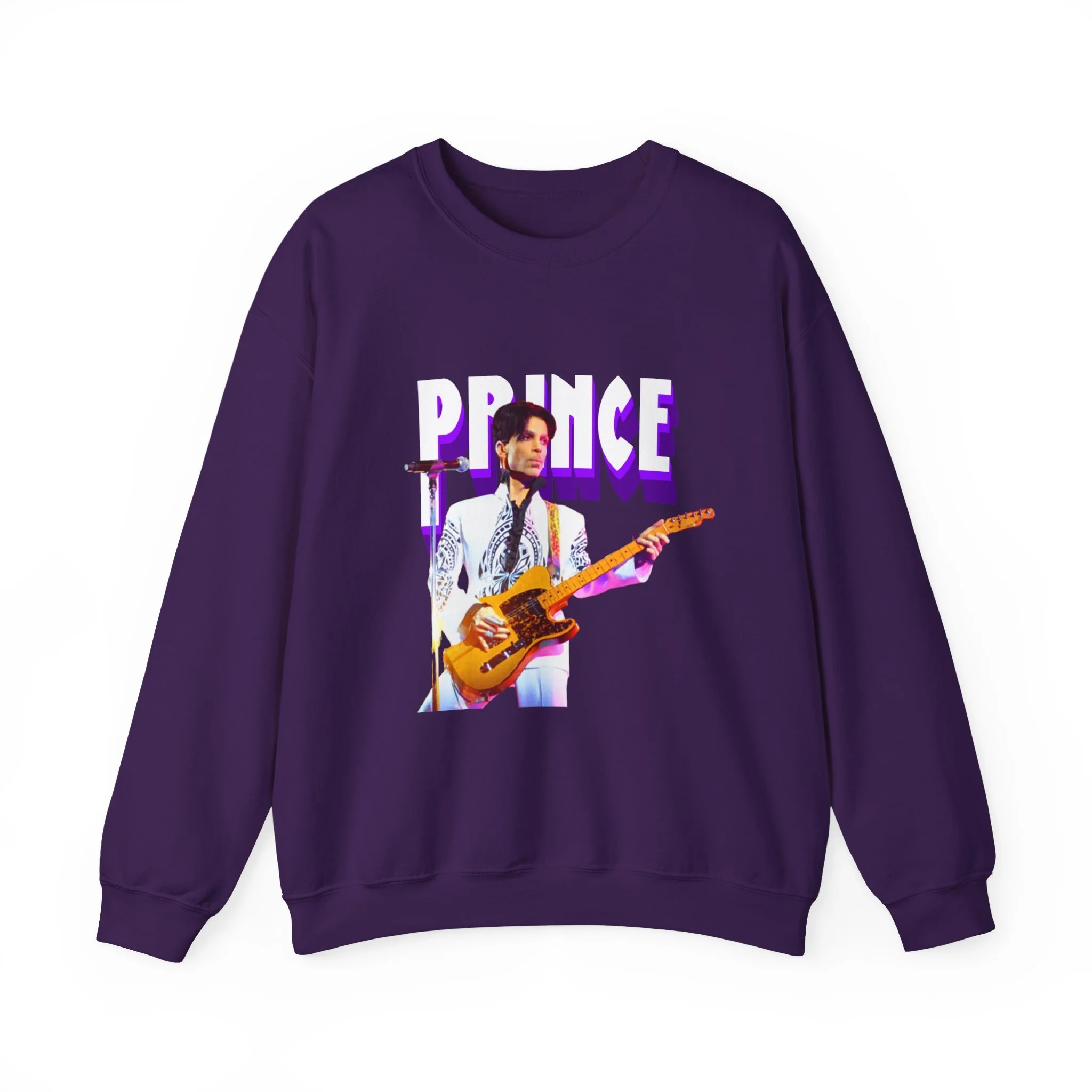 Unisex Retro Guitarist Crewneck Sweatshirt | Music Band Graphic Prince