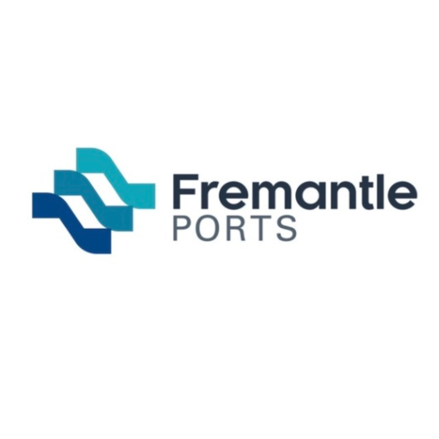 Fremantle Ports logo with stylized blue waves and text.