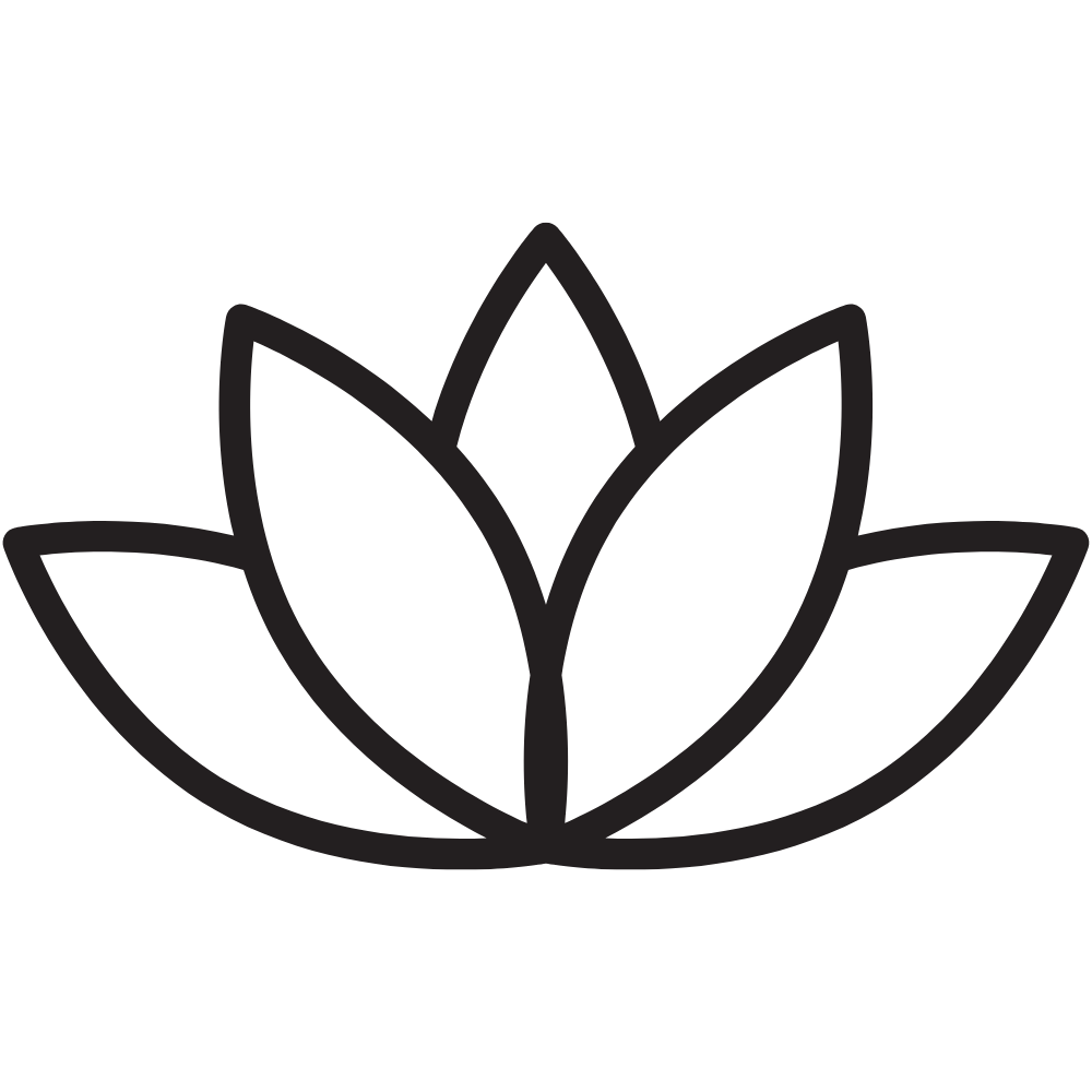 Outline of a stylized lotus flower with multiple petals.