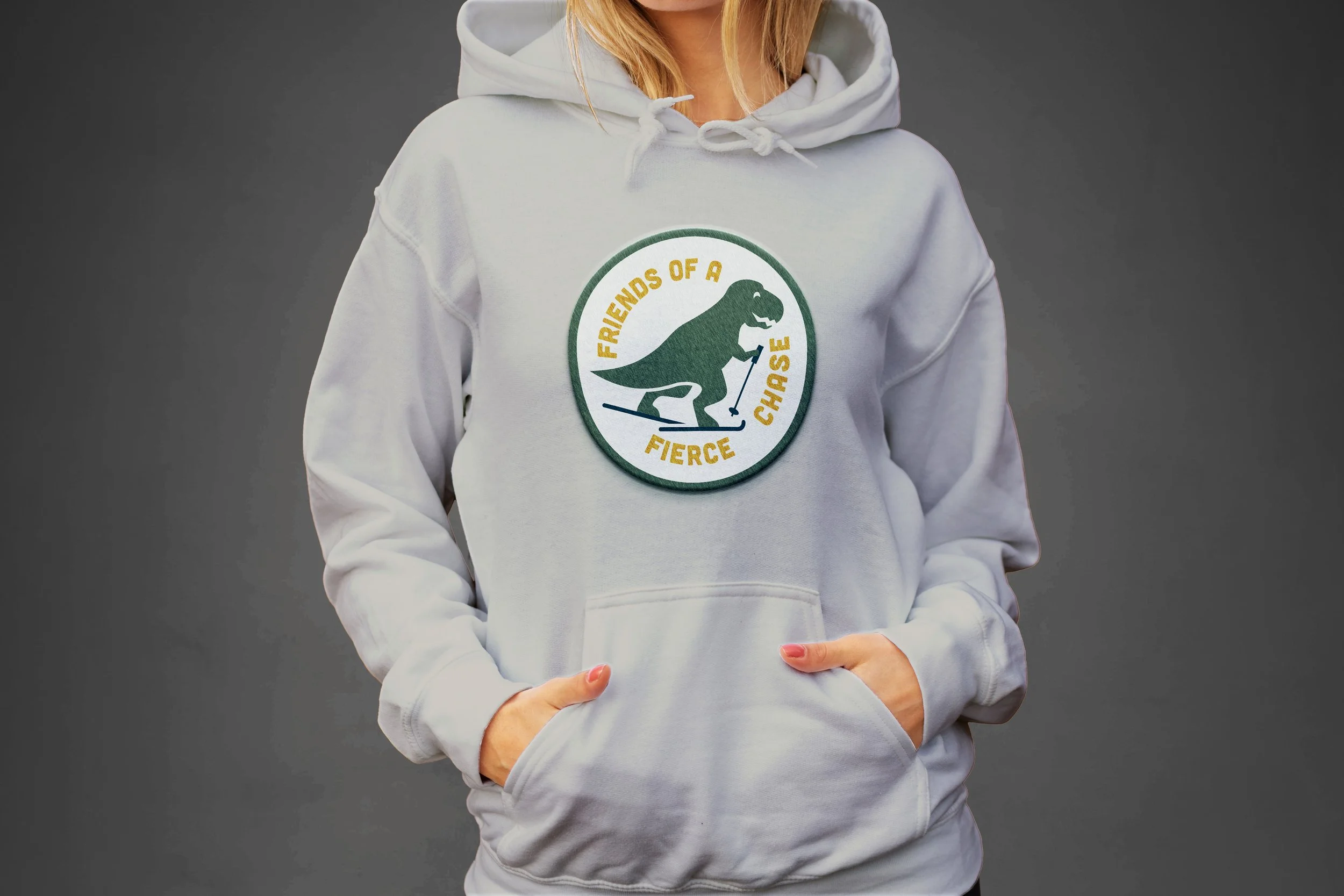 The logo on a hoodie