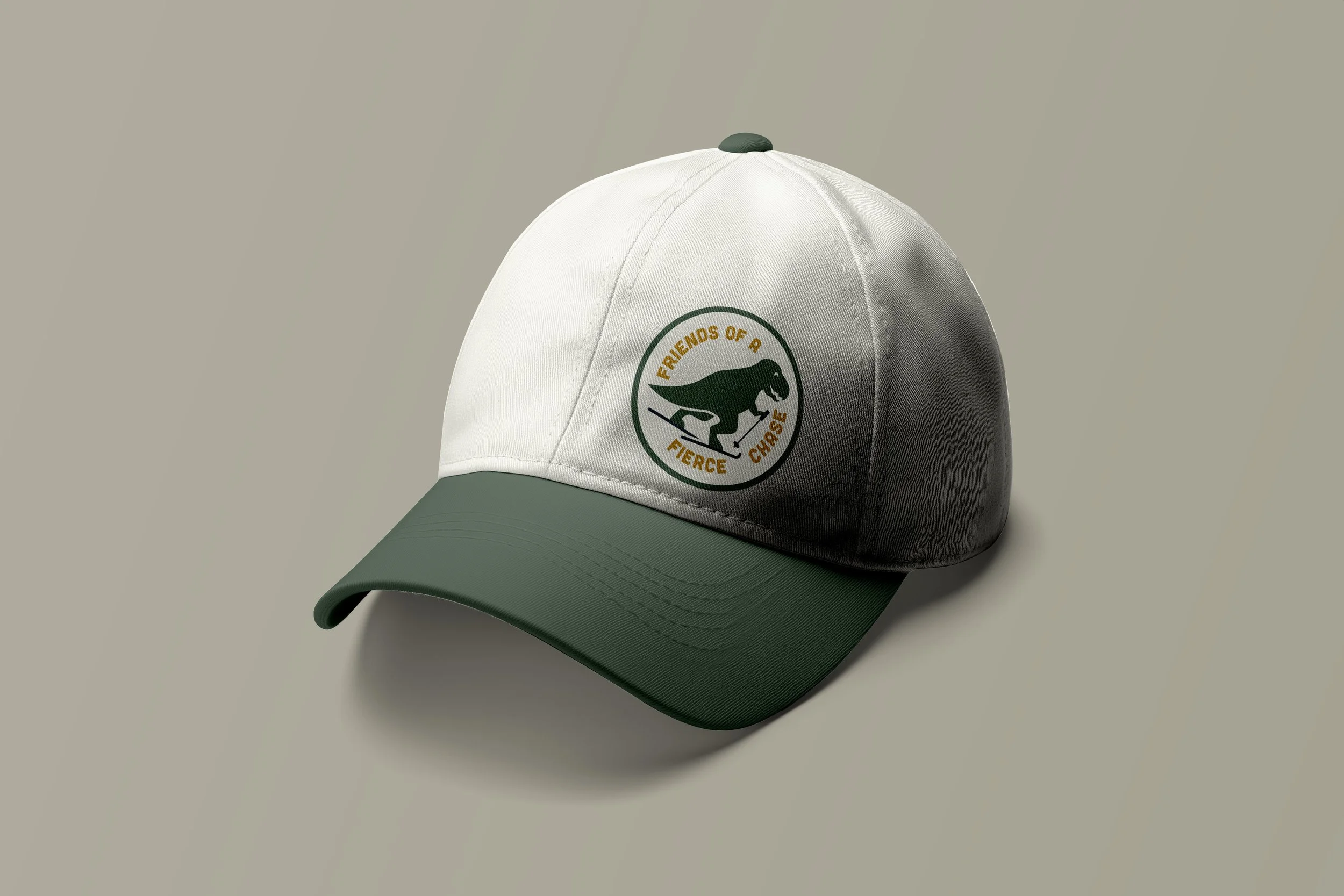 The logo printed on a baseball cap