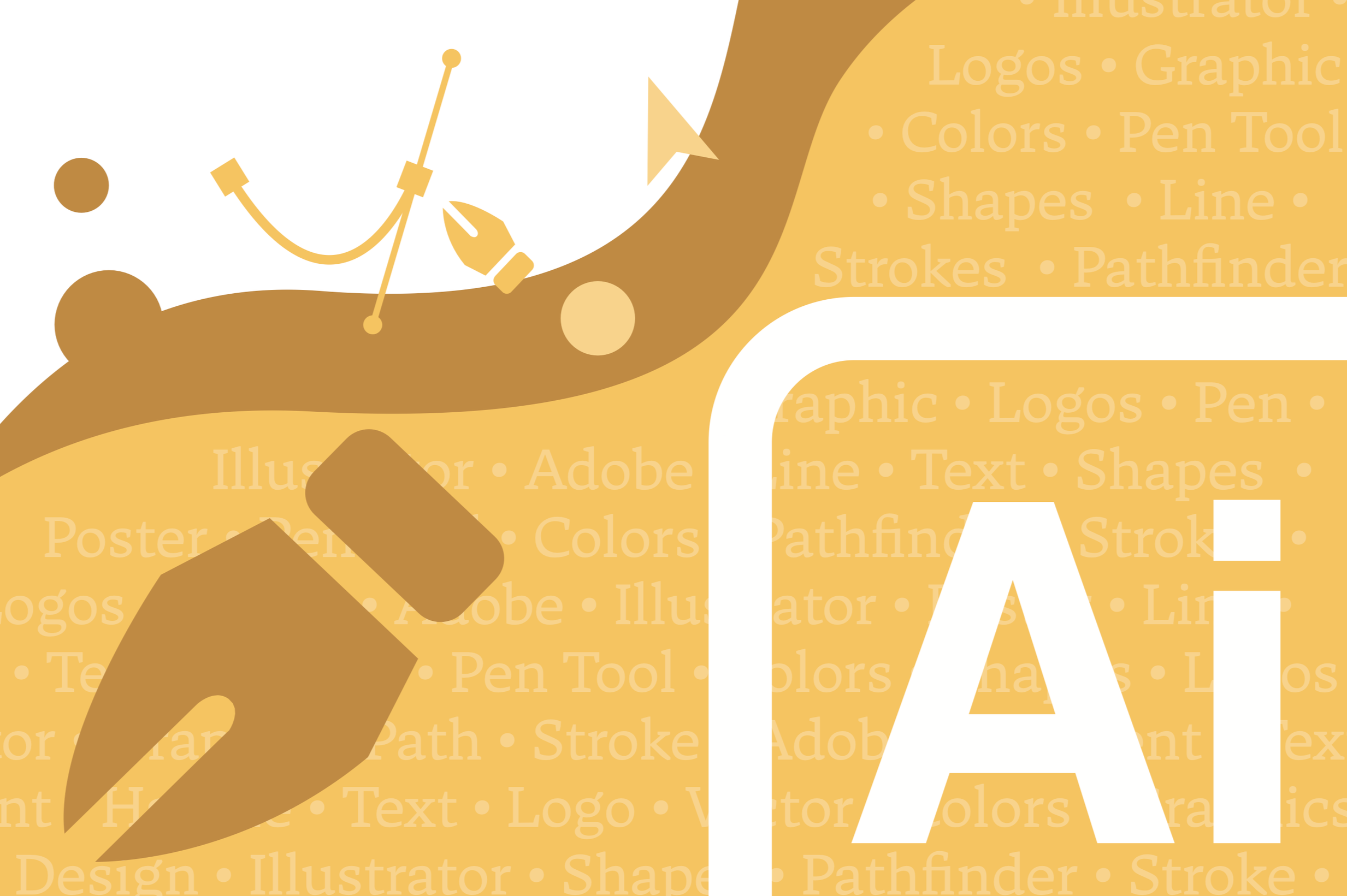 A page in the book featuring Adobe Illustrator with yellow waves and tools from the program