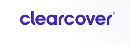 Clearcover logo in blue text on a white background