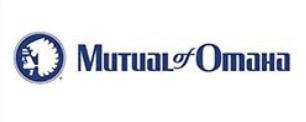 Logo of Mutual of Omaha featuring a stylized lion head and company name in blue text.