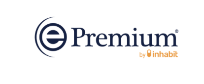 Logo for ePremium by Inhabit, featuring a stylized letter 'e' and the brand name.