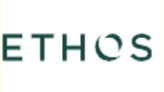 The word 'ETHOS' written in stylized green text with a circular arrow replacing the letter 'O'.