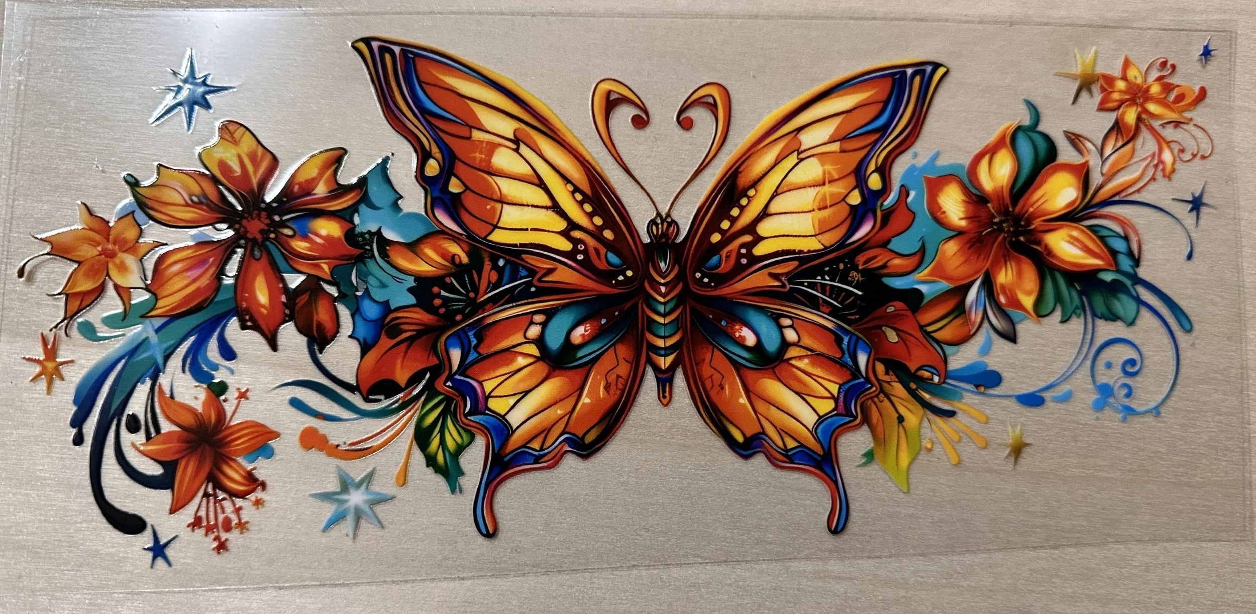 Colorful Butterfly w/ Blue star