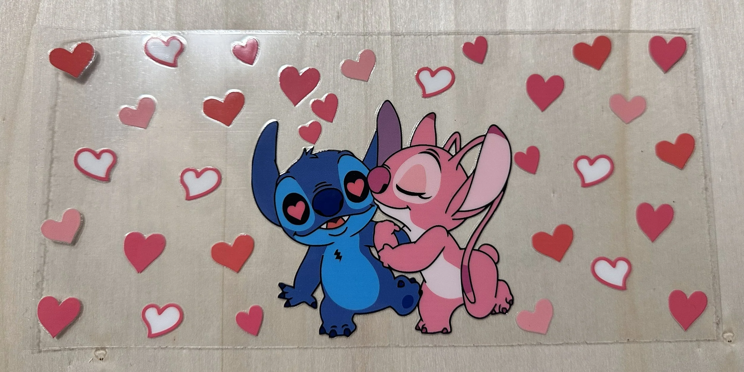 Stitch Hugging Hearts