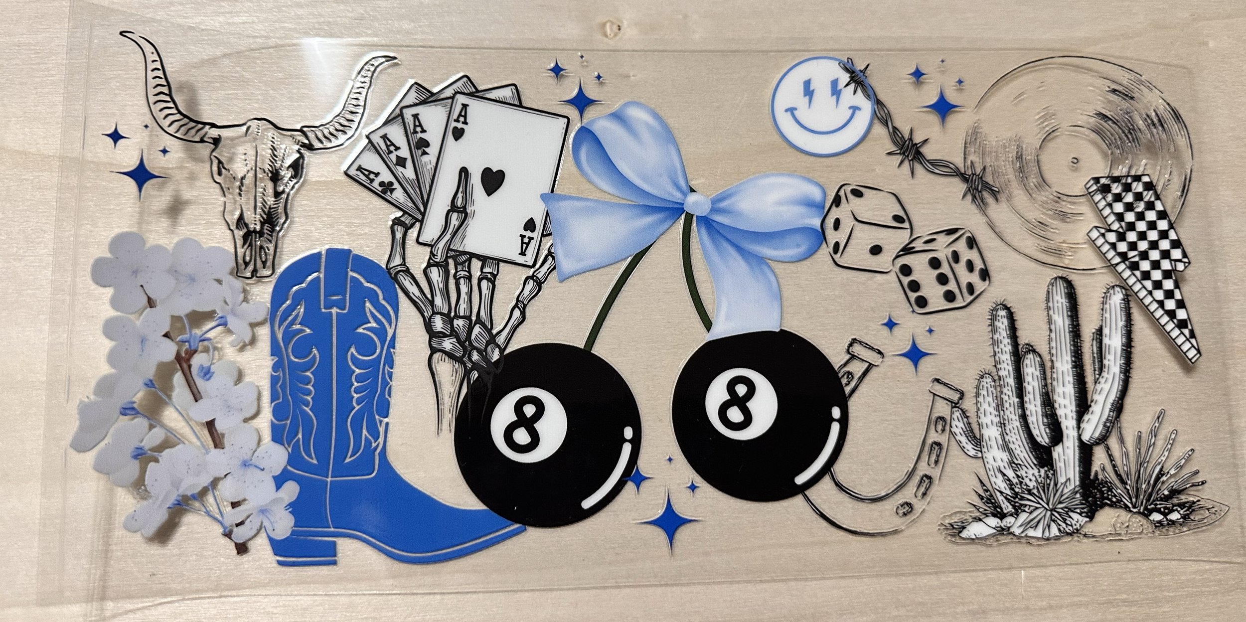 8 Ball Blue Boots Ribbon