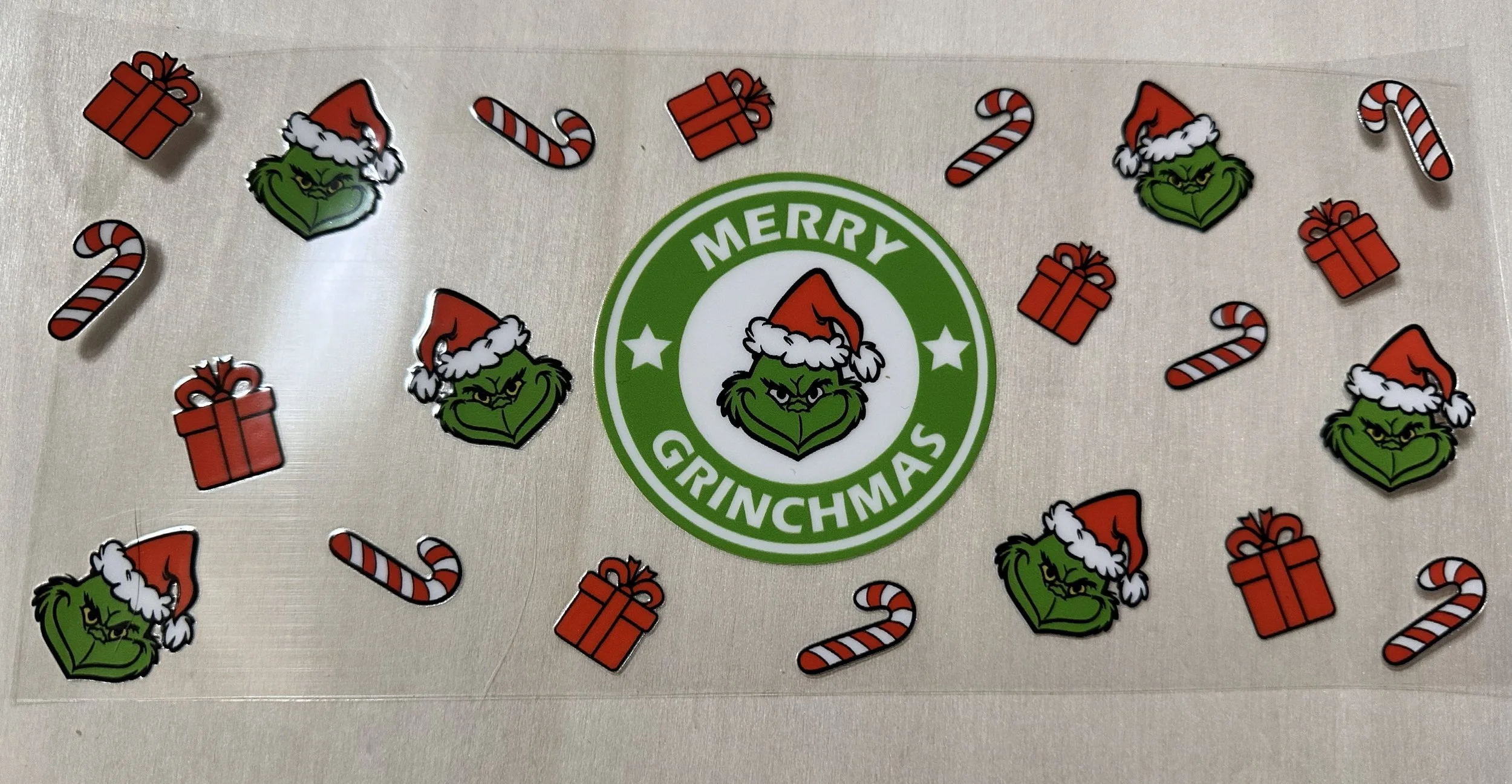 Merry Grinchmas-Grinch head & Red Presents