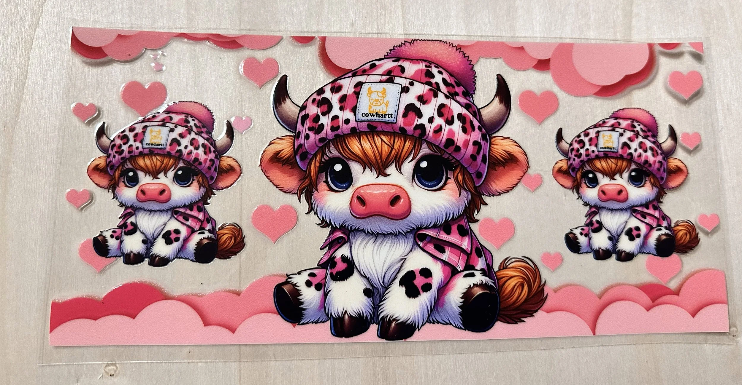 Cow-Pink Heart Clouds