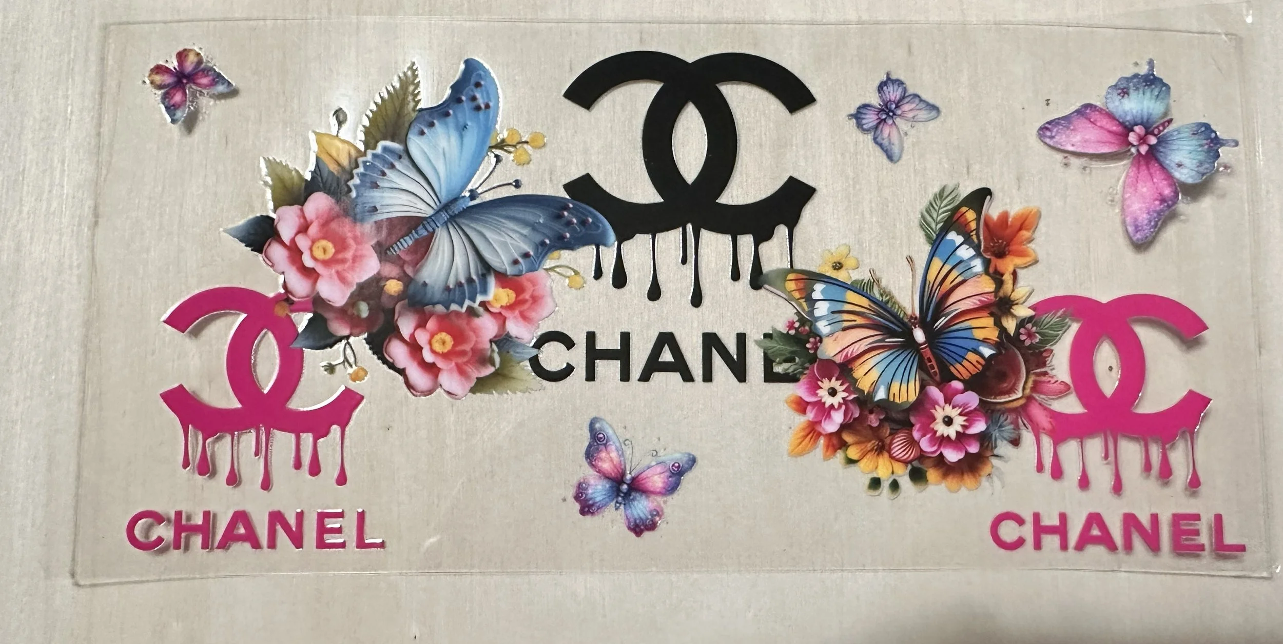 Chanel- Black and Pink-Butterflies