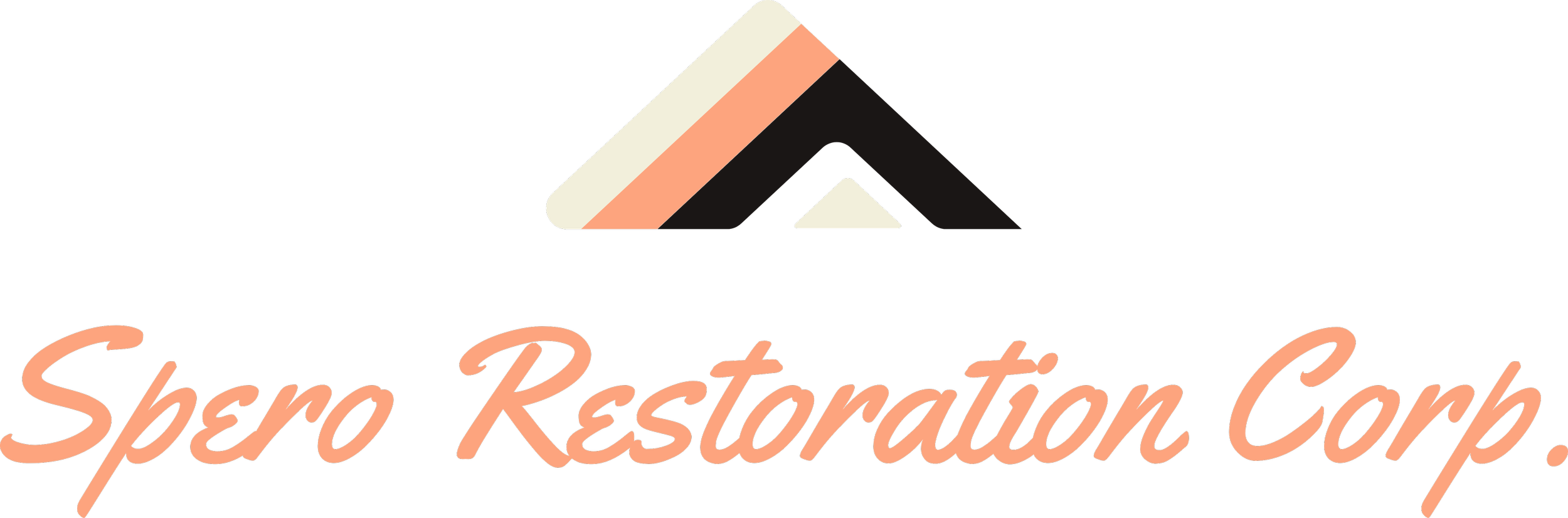 Logo for Spero Restoration Corp with an upward arrow symbol and the company name in cursive font.