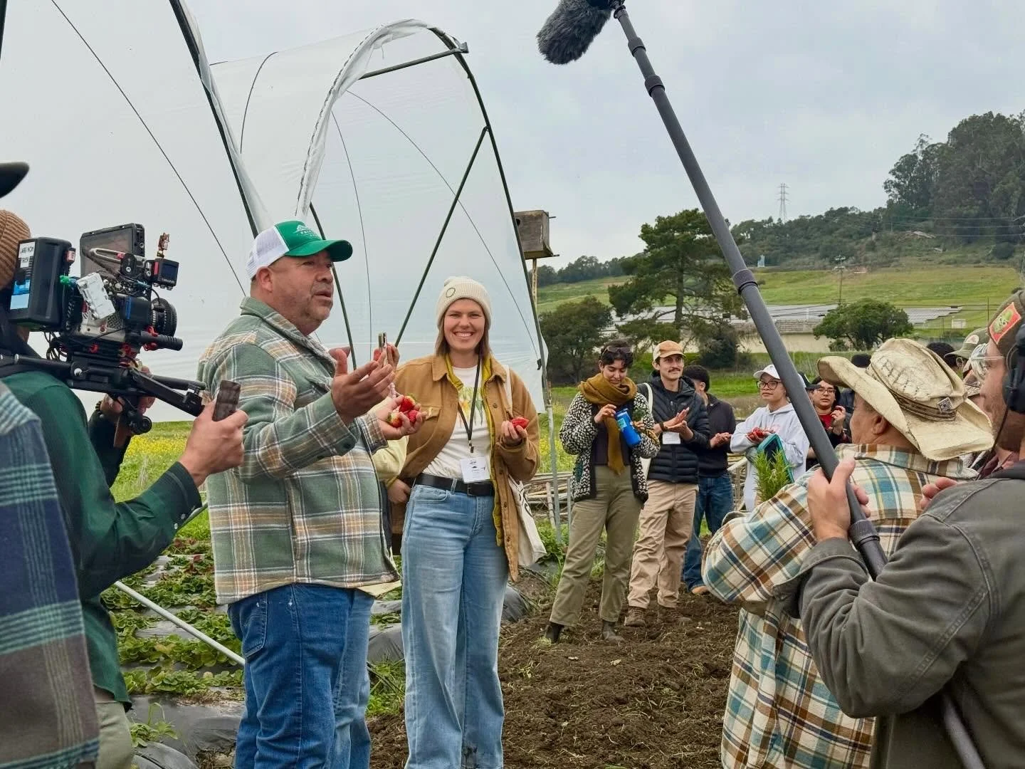 Beautiful @eco_farm bus tour today at the farm. Every body got to taste some berries. Yep, we have January strawberries, amigos, thanks to some careful planning and a little help from Mother Nature. Thanks for coming out, guys!