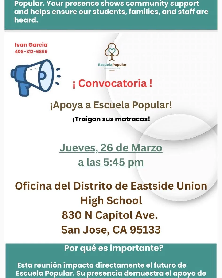 If you are in the Bay Area have the time to stop by tomorrow evening and support Escuela popular in their fight against big institutional interests &ldquo;please&rdquo; We must remain together as local communities!!
