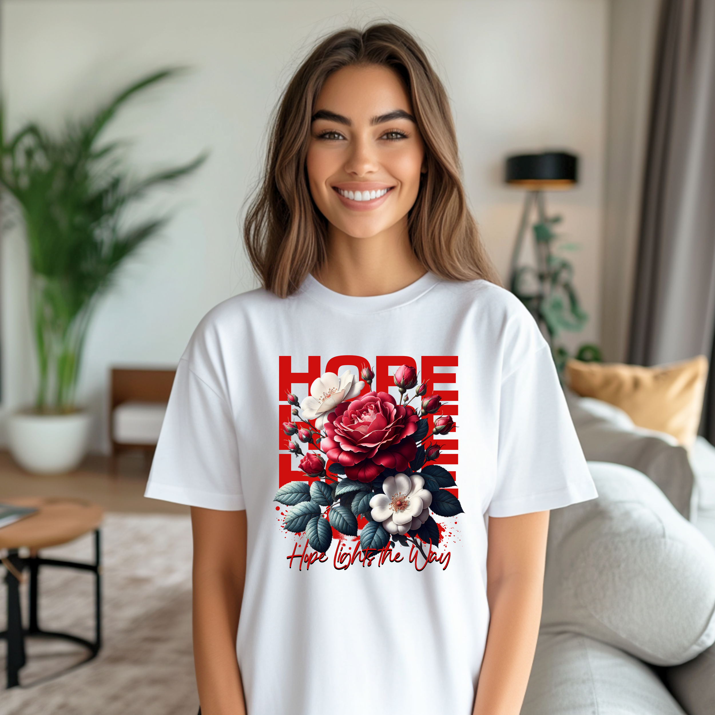 'Hope Lights the Way' Floral T-Shirt