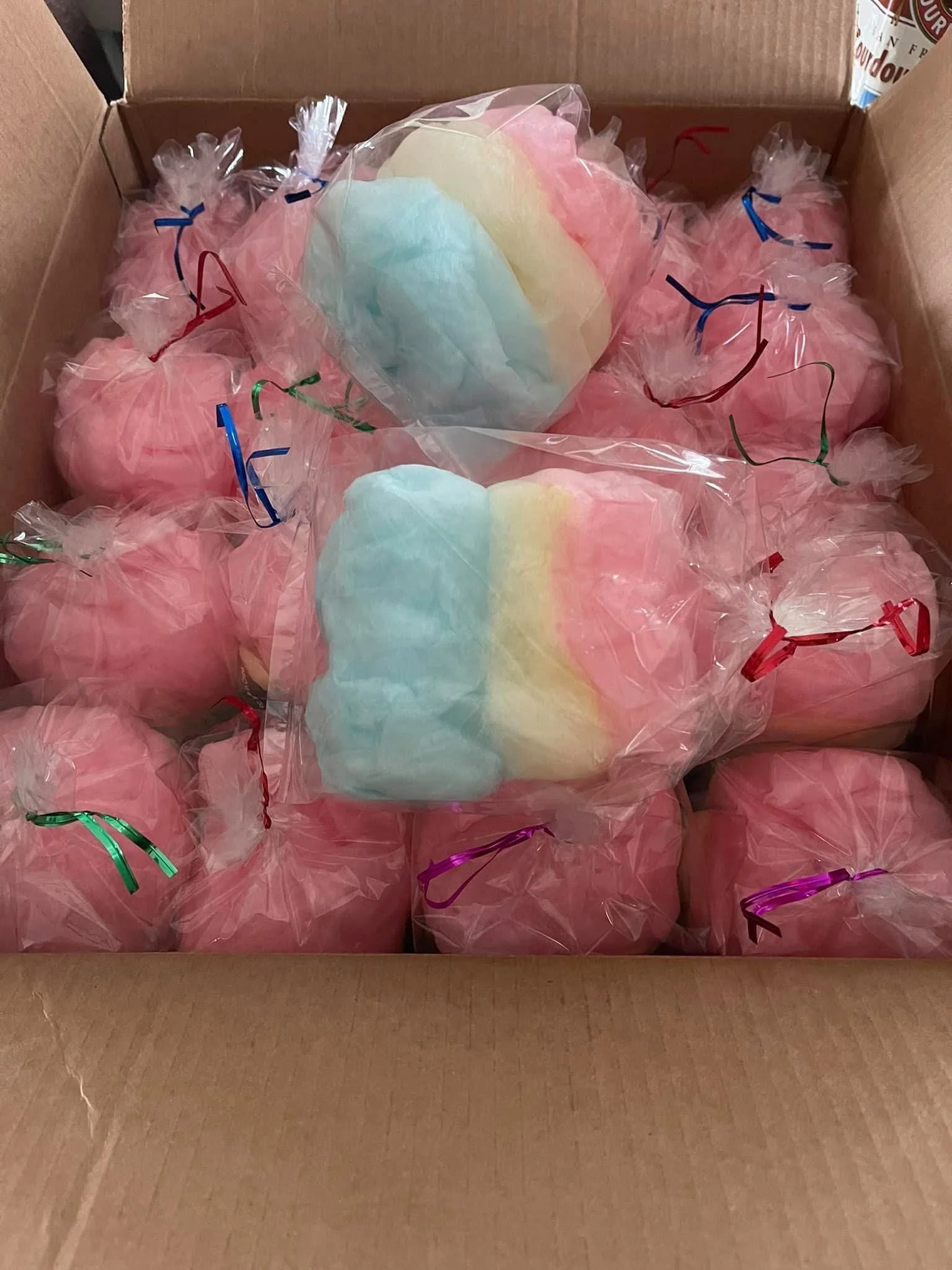 tri color cotton candy bags