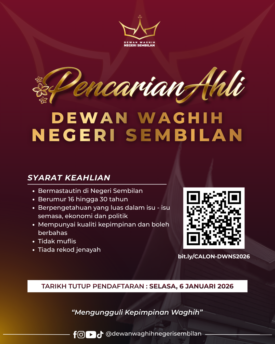 Pendaftaran Calon Ahli Dewan Waghih Negeri Sembilan 2026